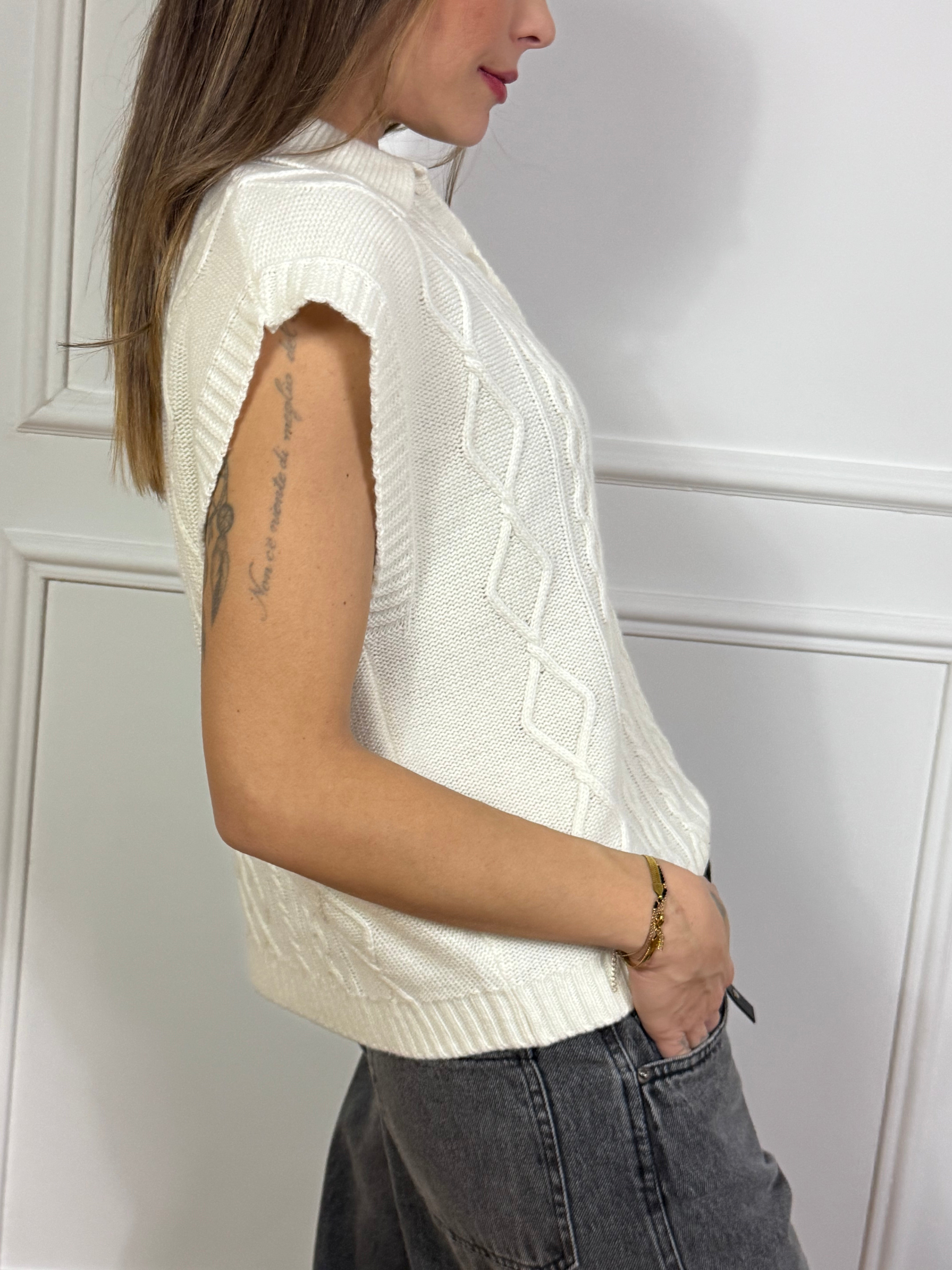 GILET TRICOT con colletto Tensione In