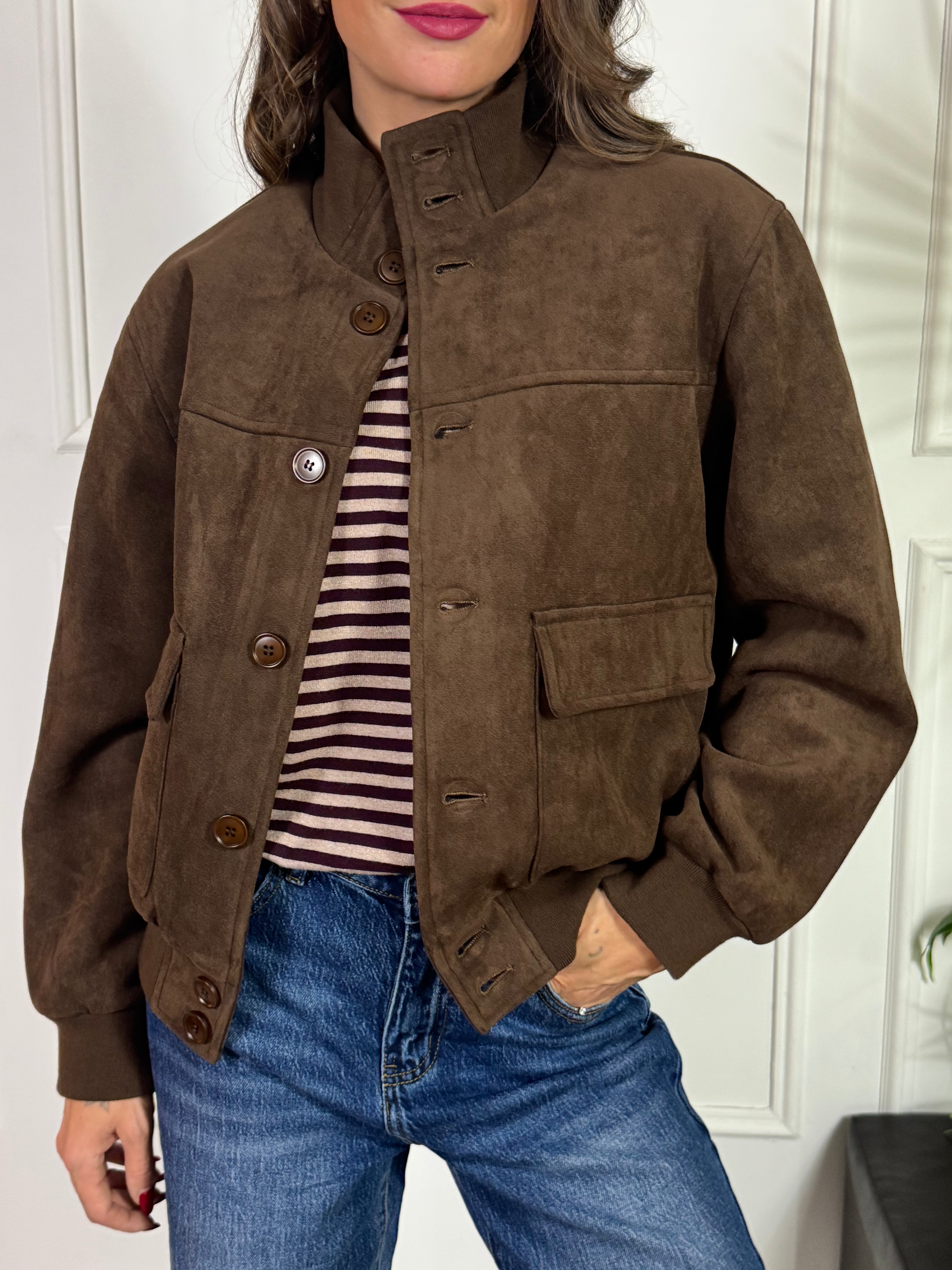 Giacca bomber con bottoni Victoria ILMH eco dainetto