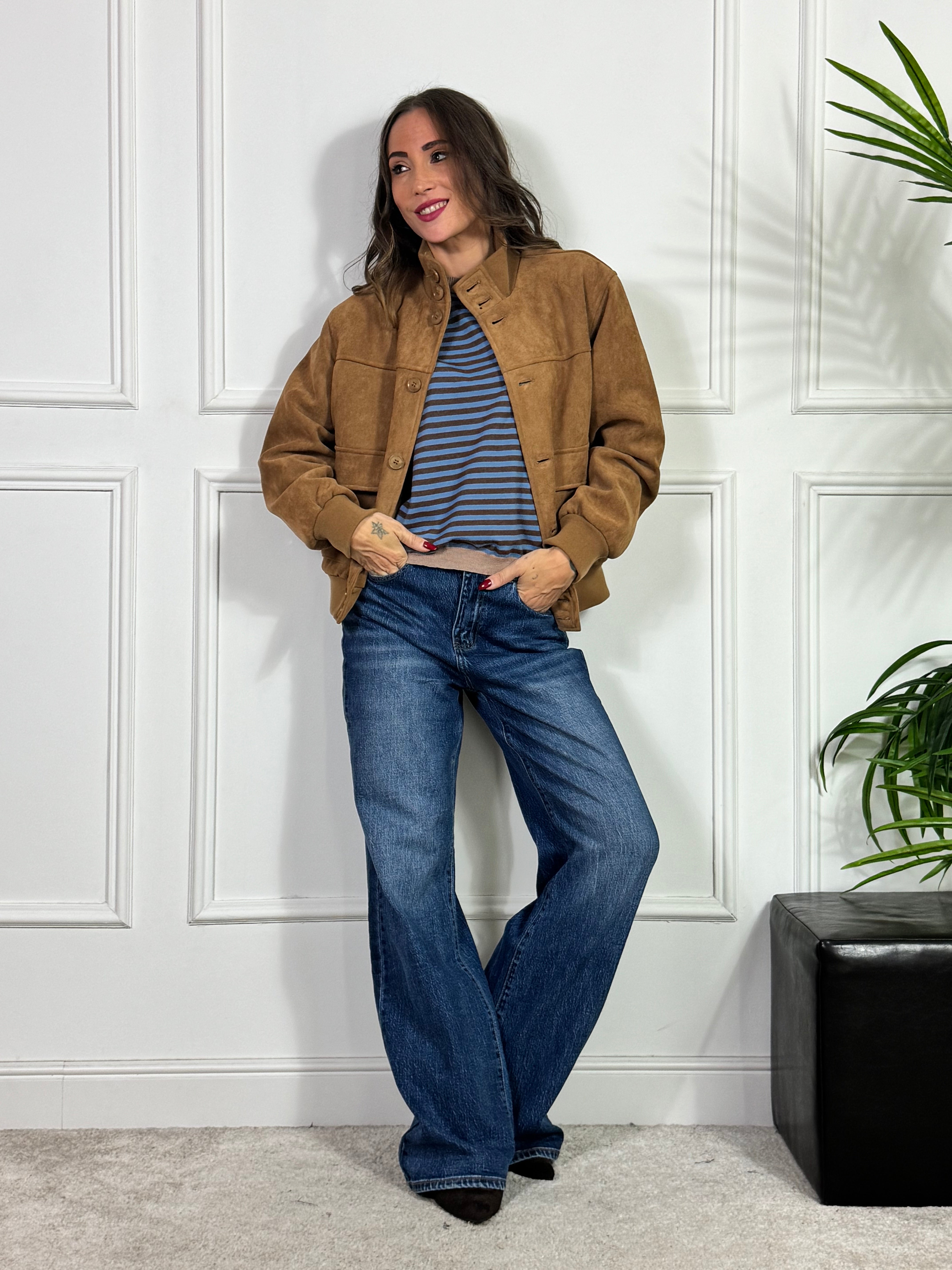 Giacca bomber con bottoni Victoria ILMH eco dainetto
