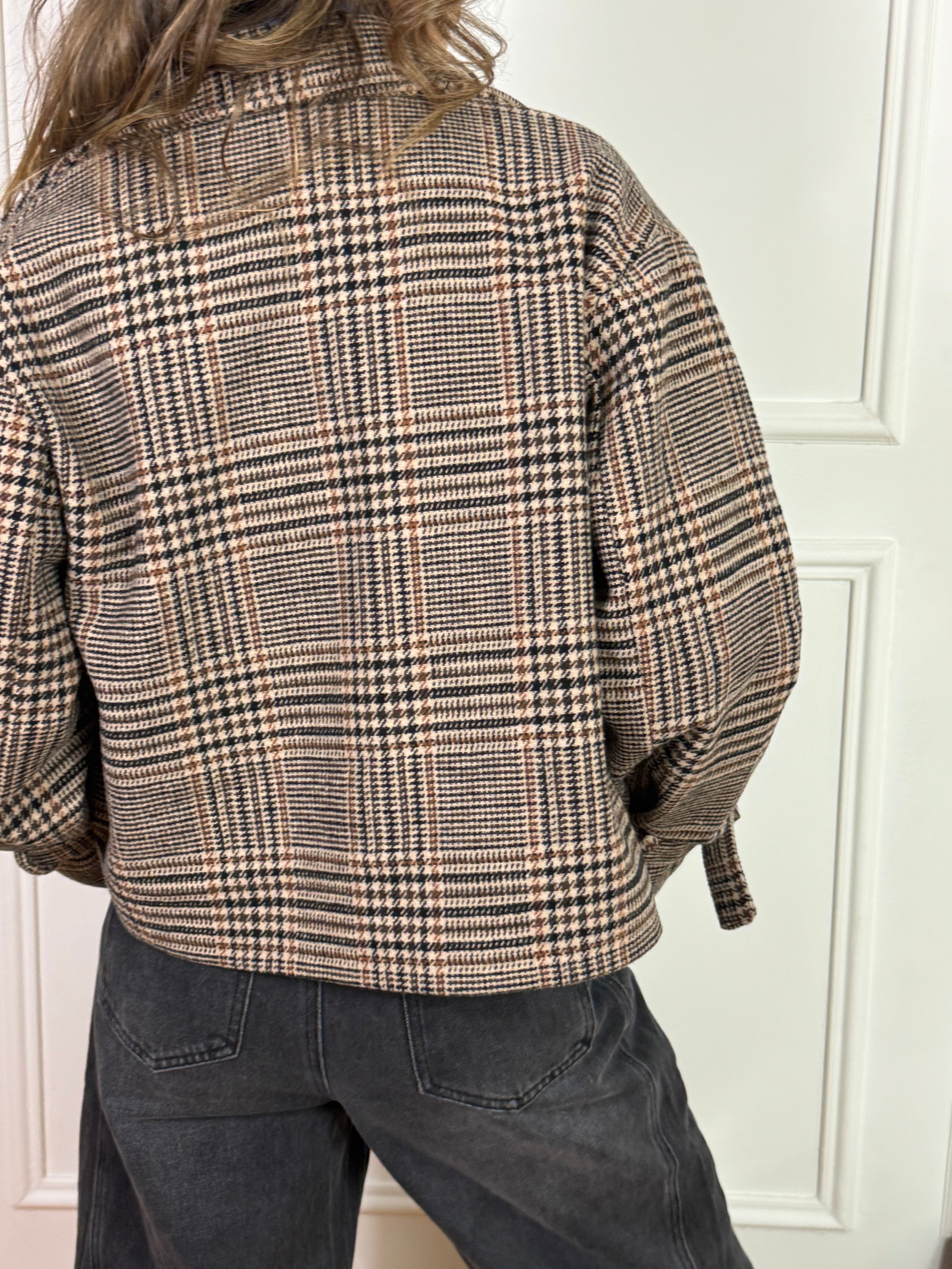 Giacca chiodo in pannetto Susy Mix fantasia Principe di Galles