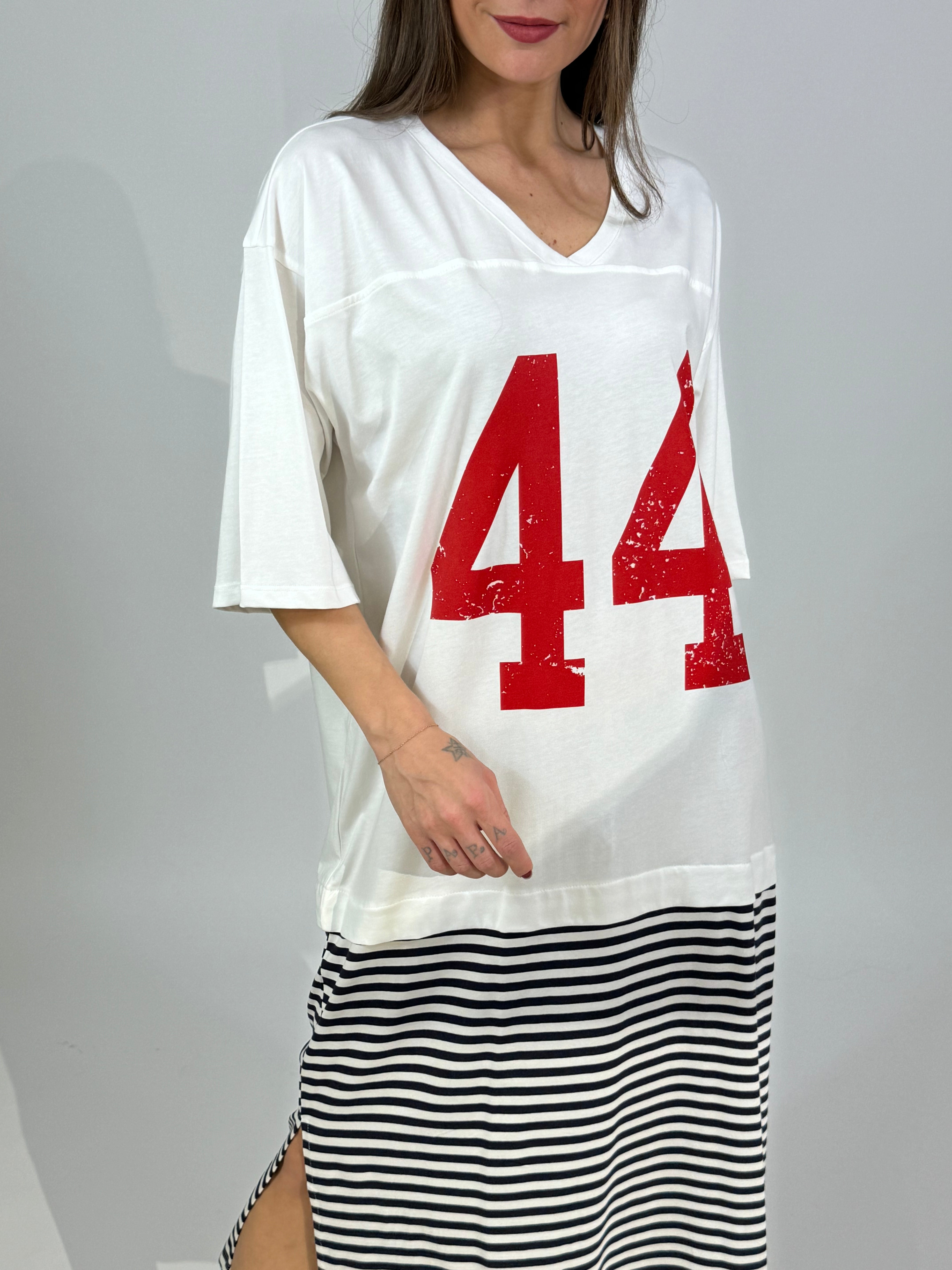 Abito over Susy Mix manica al gomito con stampa 44 e righe