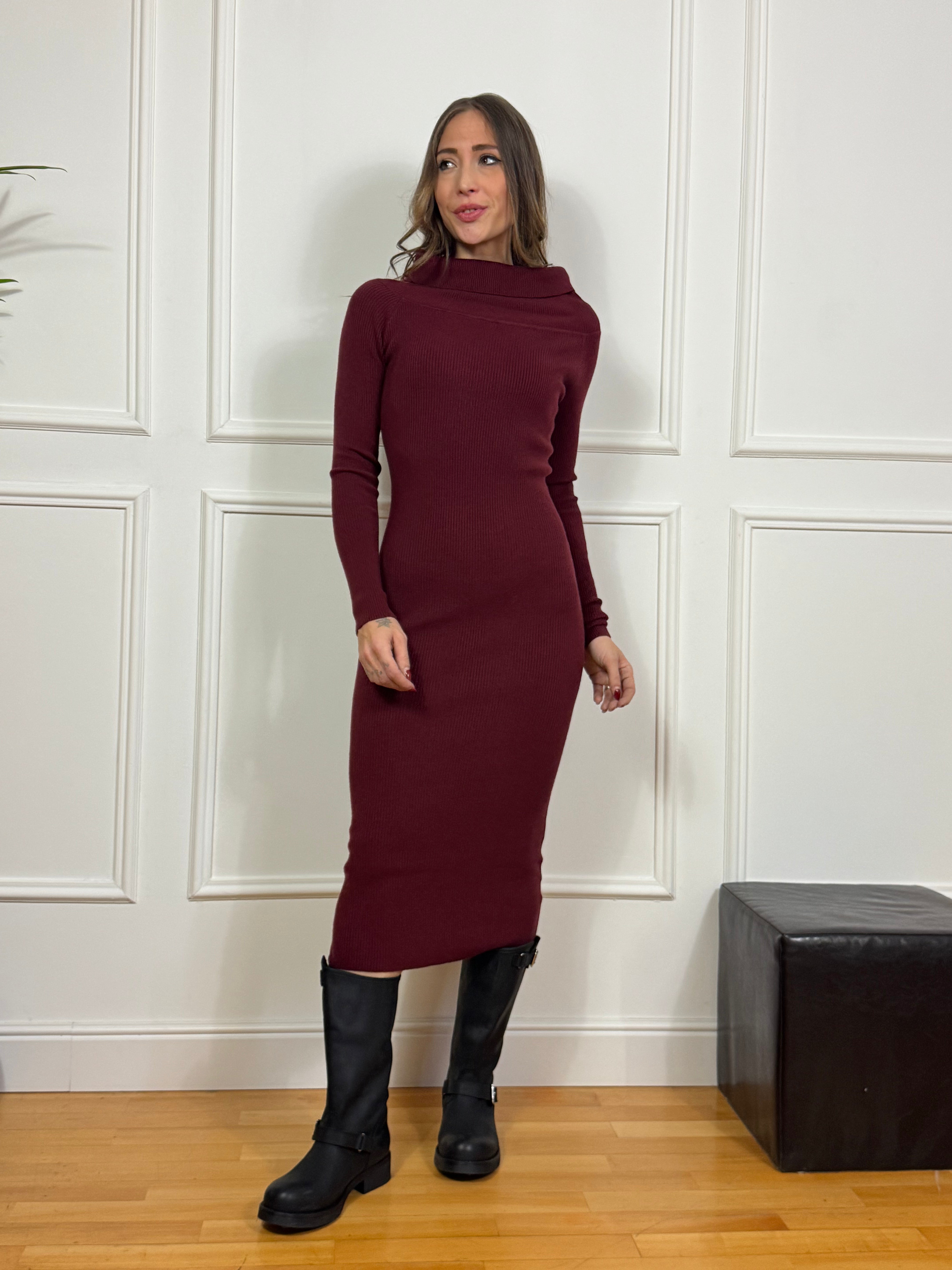 Abito in maglina MIDI Kikisix COSTINA CANNETTATO SCOLLO SHIFFER