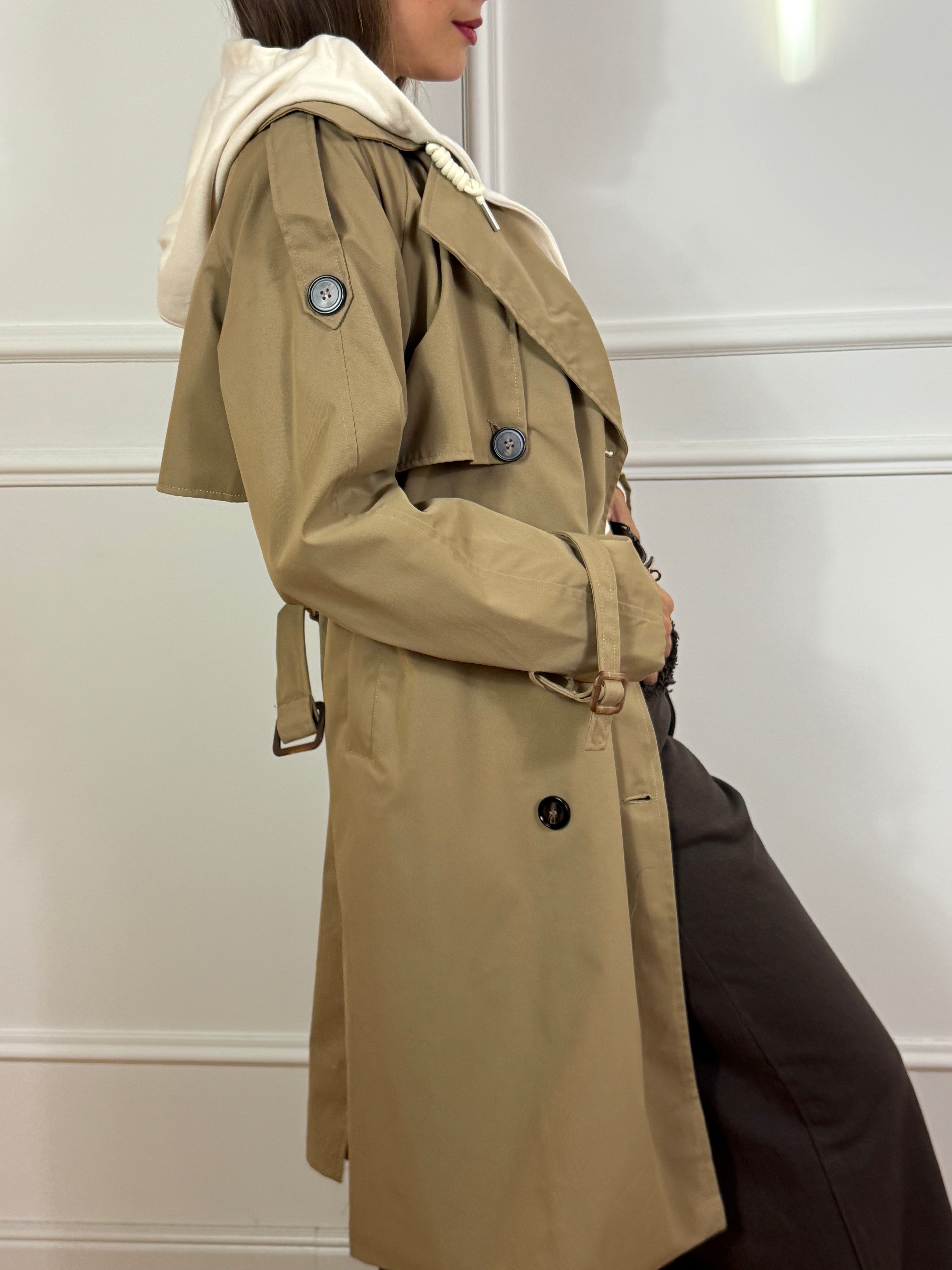 Trench Victoria ILMH con cappuccio in felpa