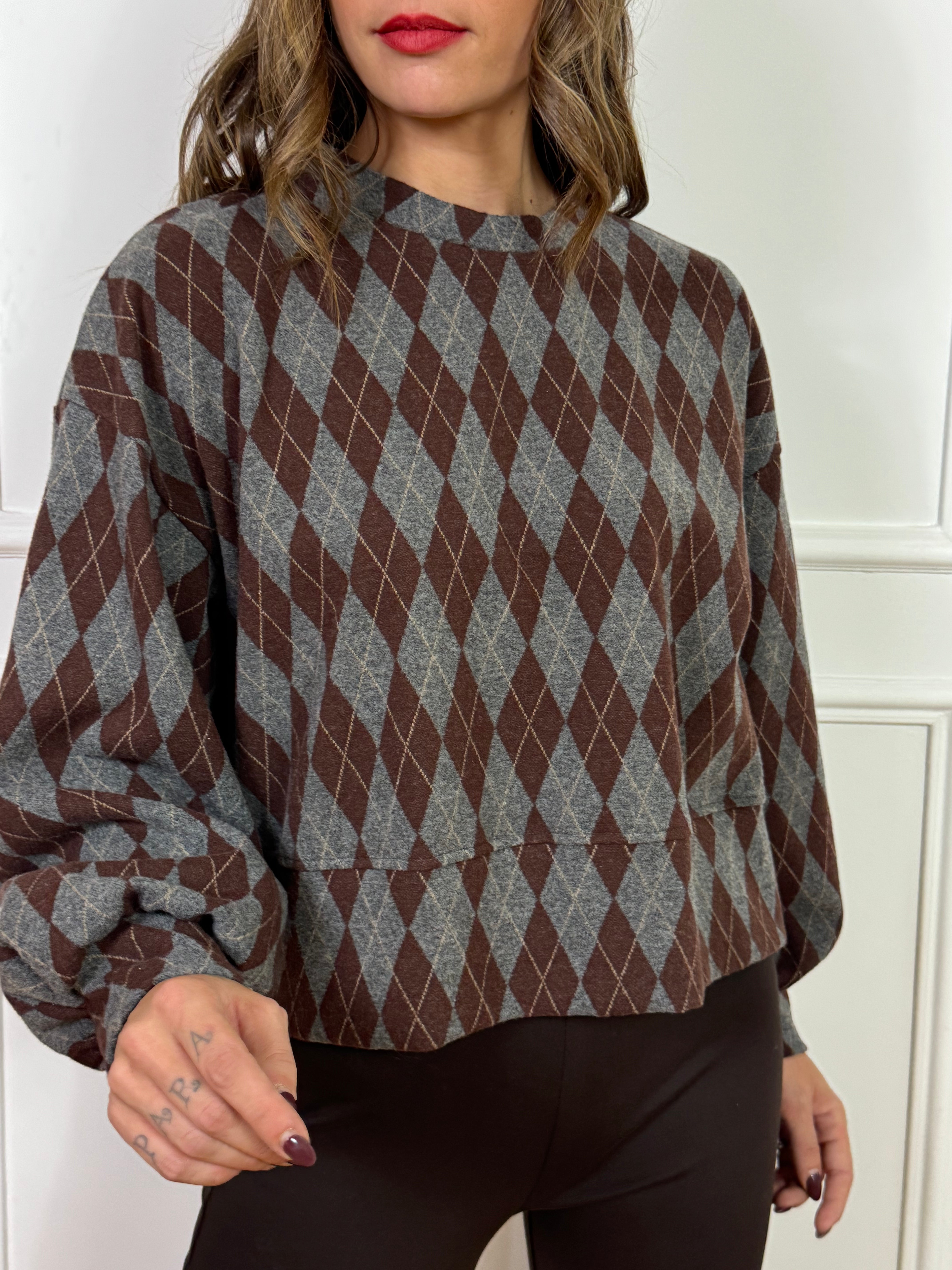 FELPA over spalla scesa spacchetti laterali Have One ROMBI