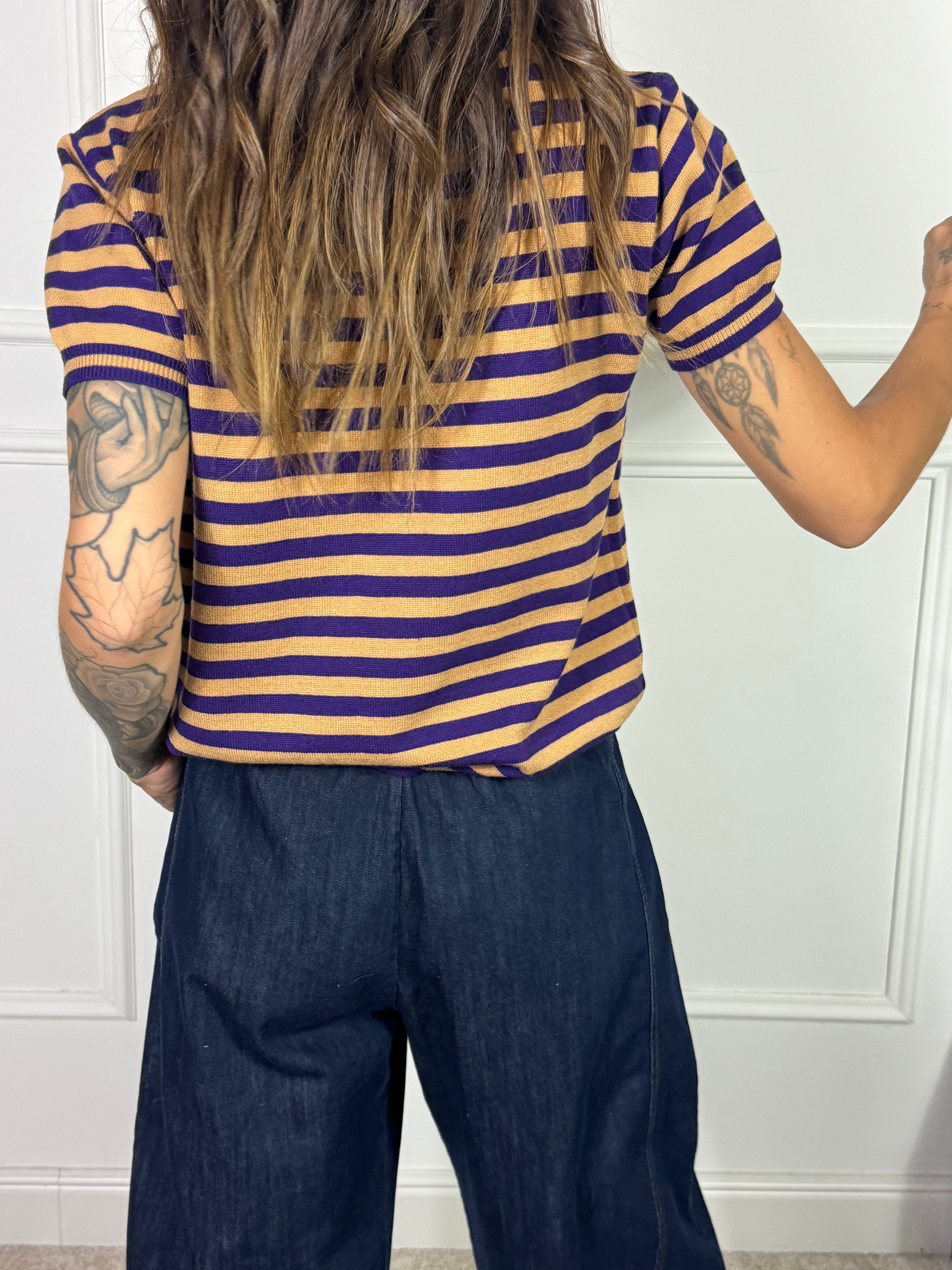 Maglia in maglina Susy Mix scollo tondo manica corta a righe