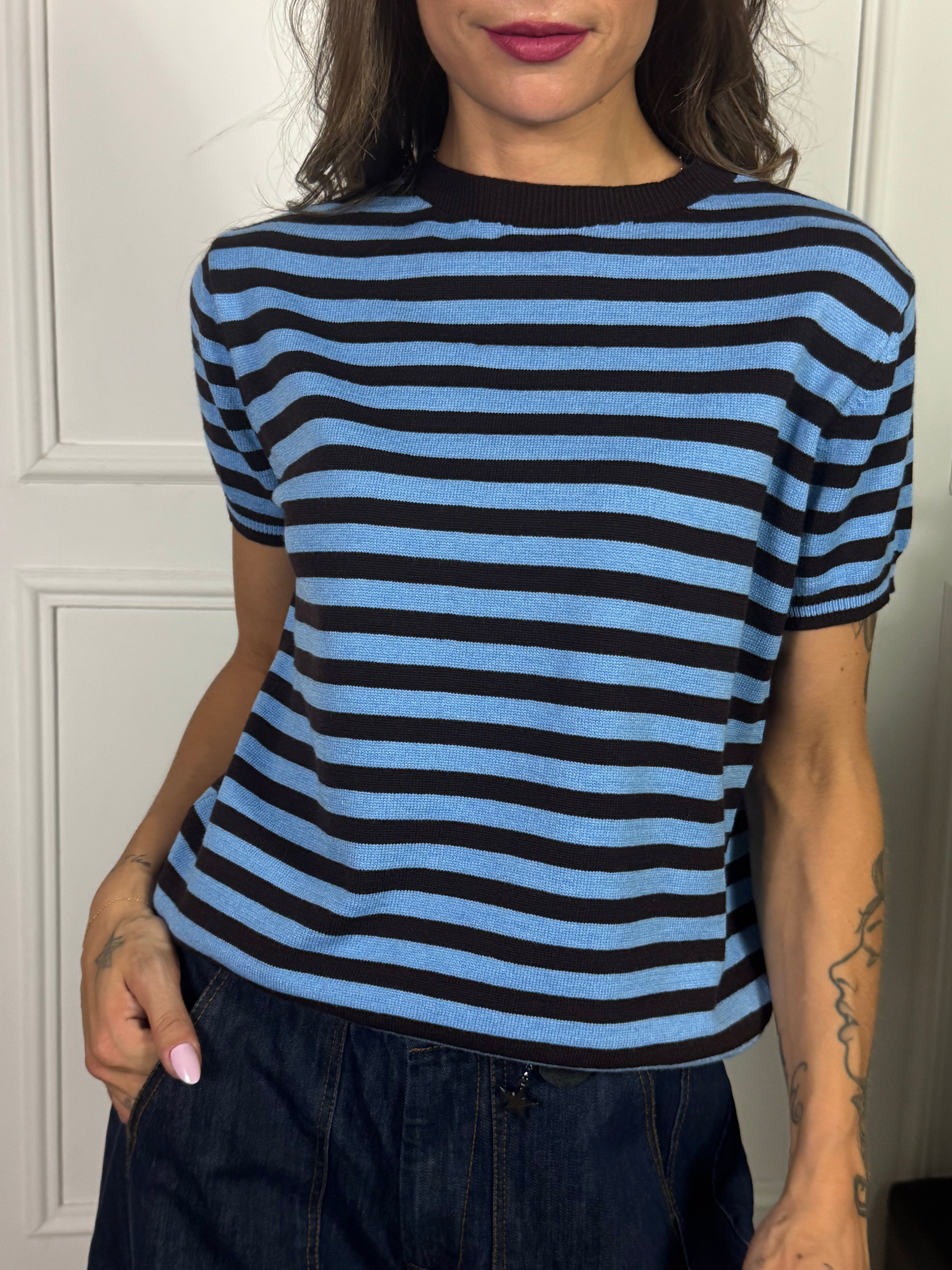 Maglia in maglina Susy Mix scollo tondo manica corta a righe