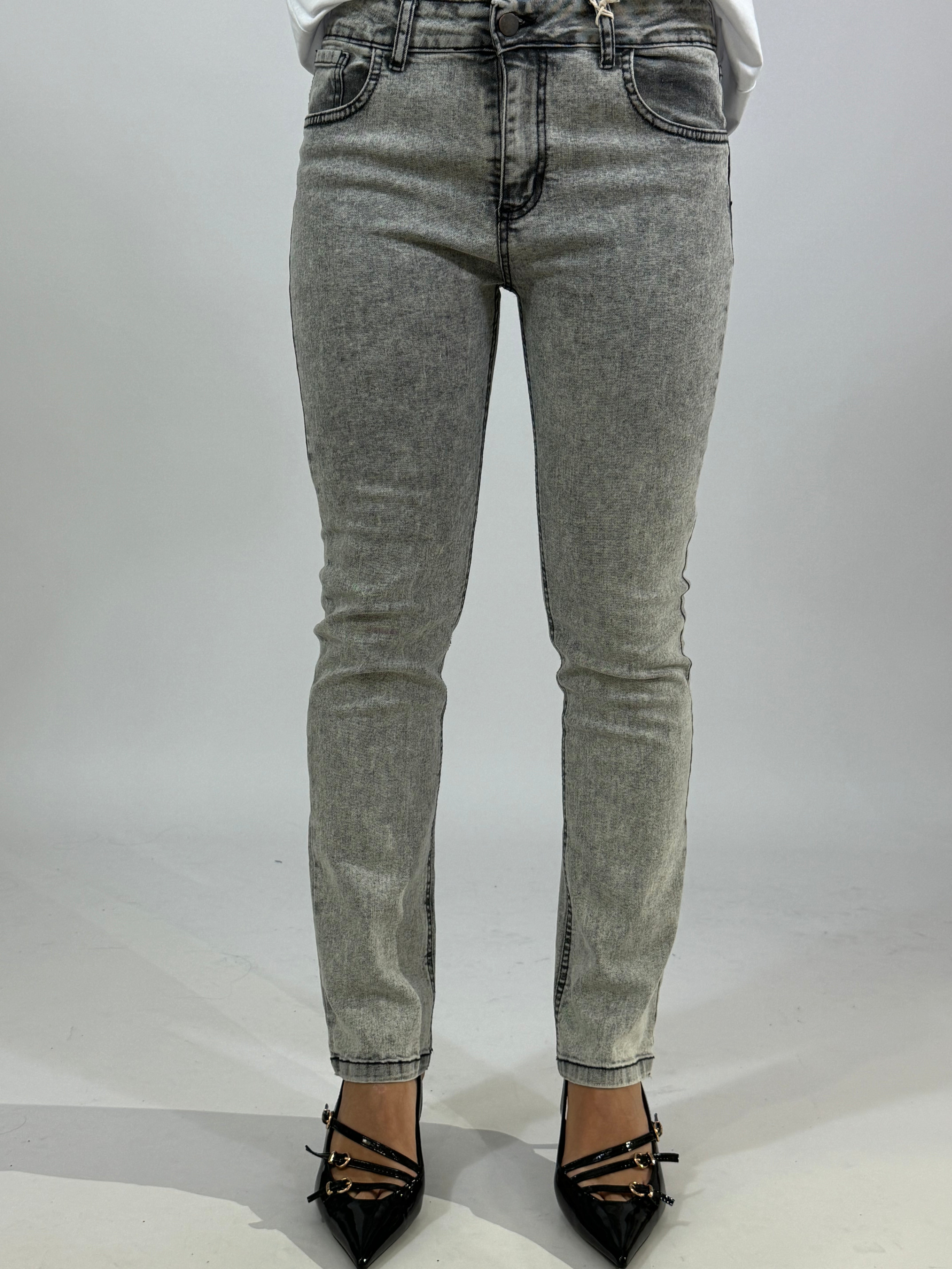 Jeans Kikisix skinny lavaggio chiaro grigio delavè