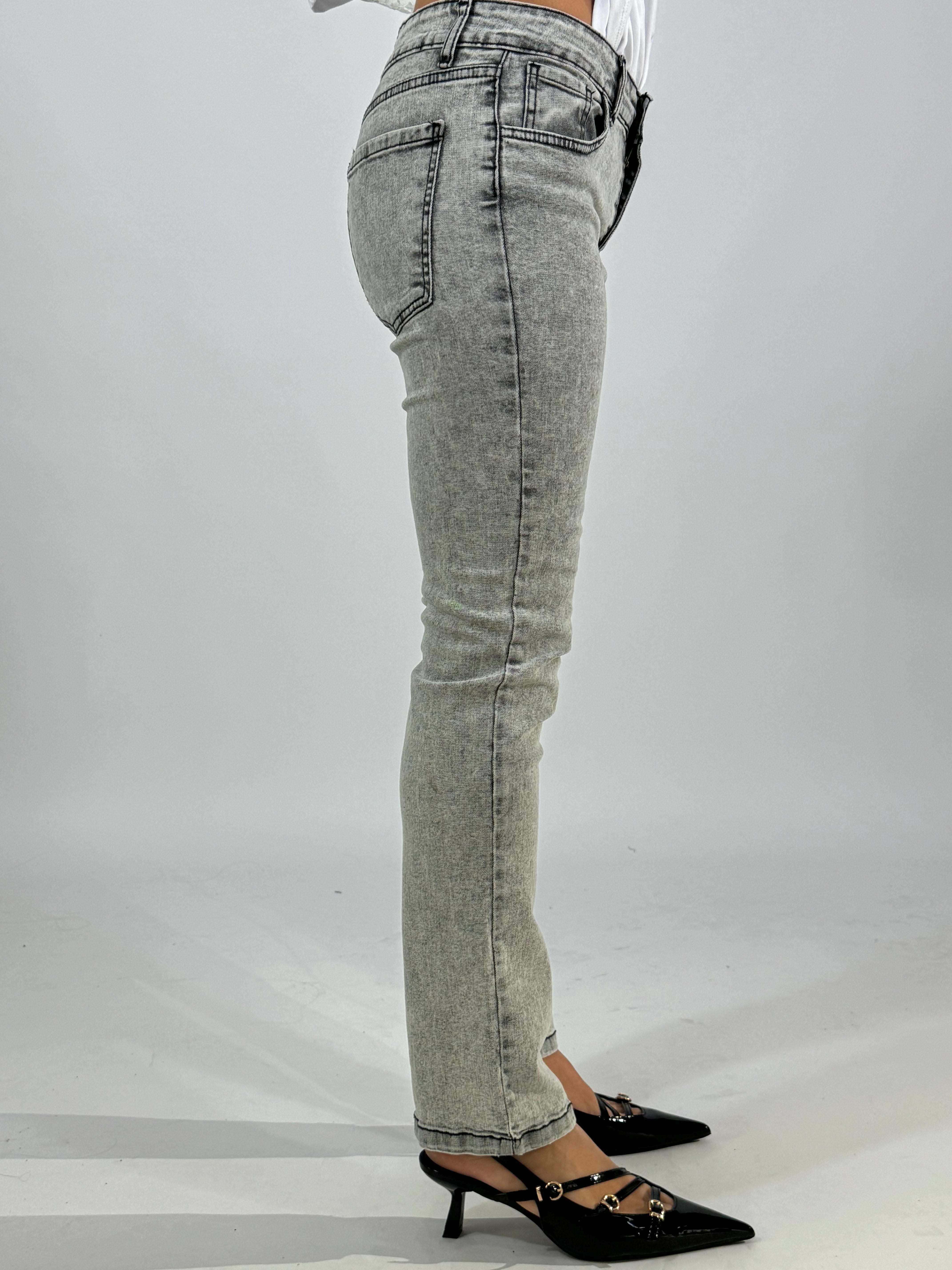 Jeans Kikisix skinny lavaggio chiaro grigio delavè