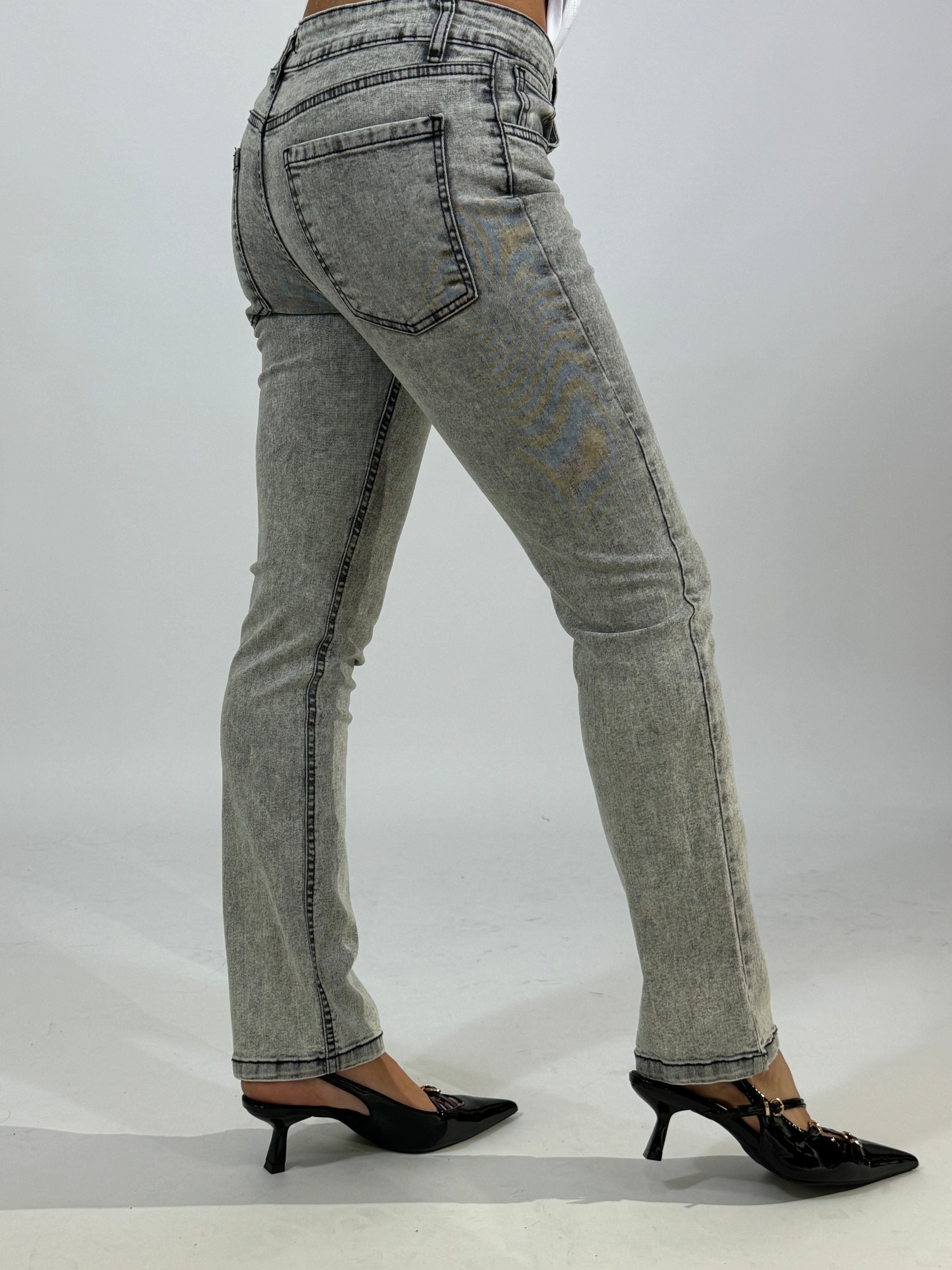 Jeans Kikisix skinny lavaggio chiaro grigio delavè