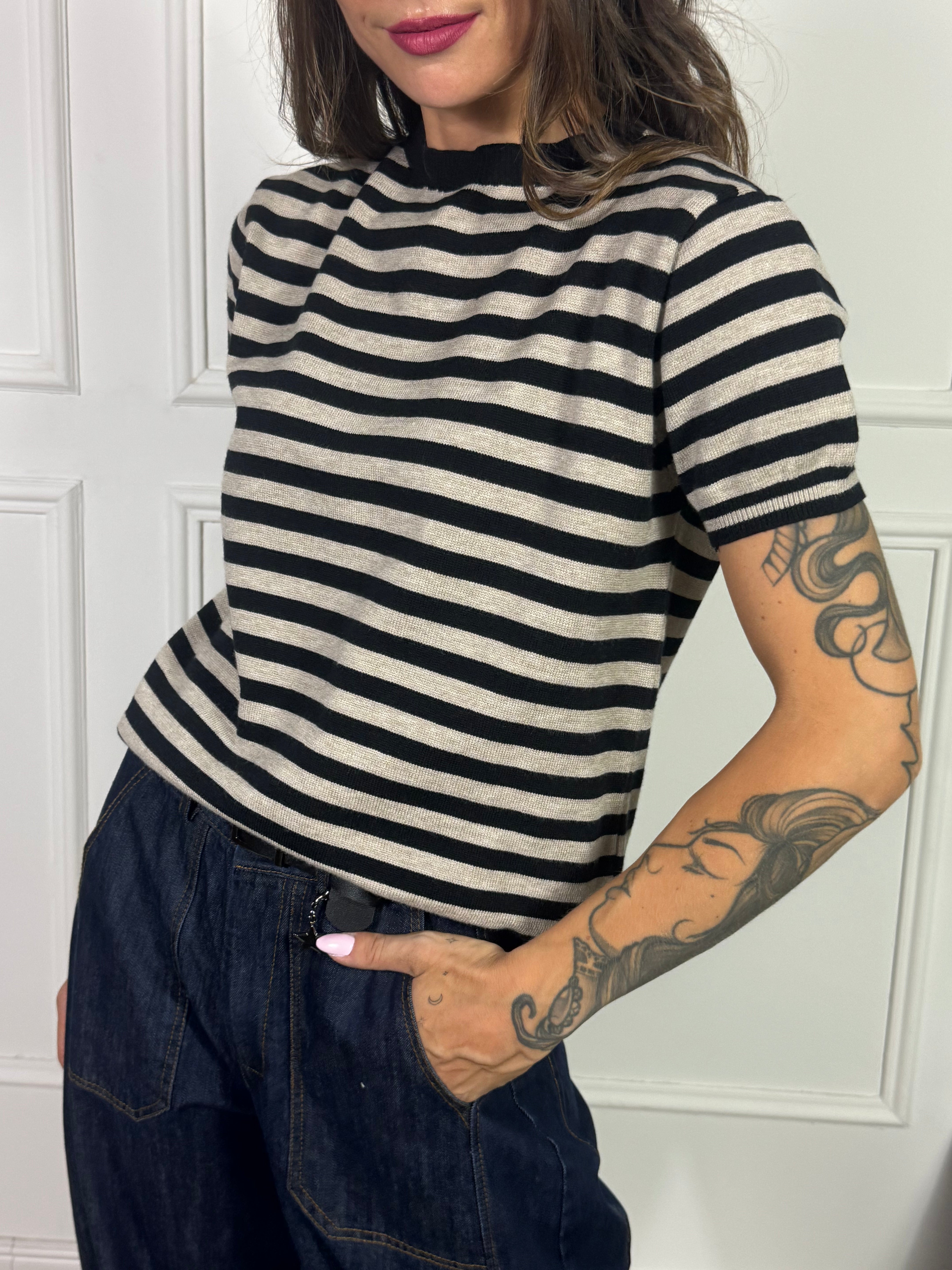 Maglia in maglina Susy Mix scollo tondo manica corta a righe