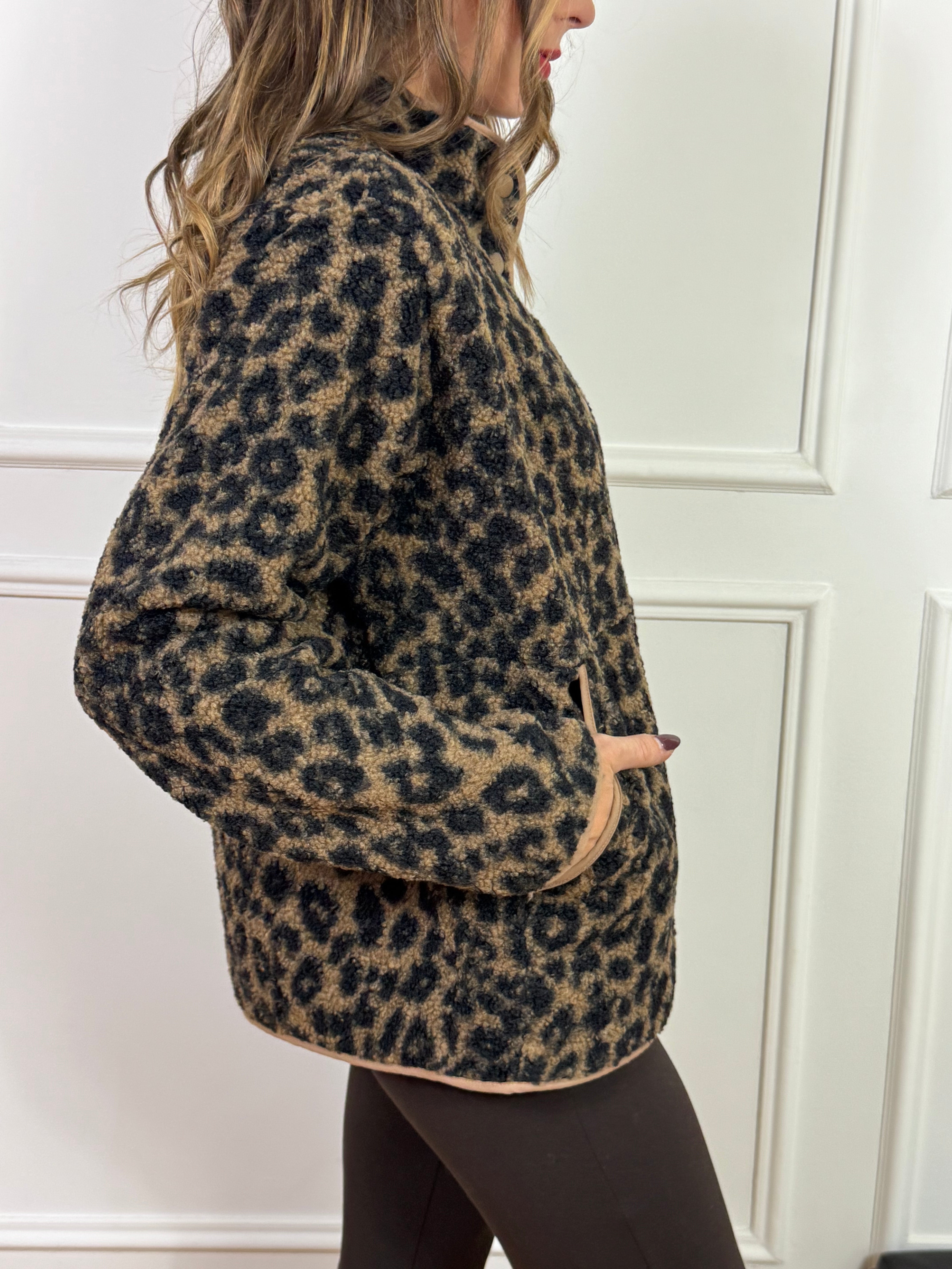 Giacca MANICA LUNGA JJXX TEDDY - modello VERA - LEOPARD