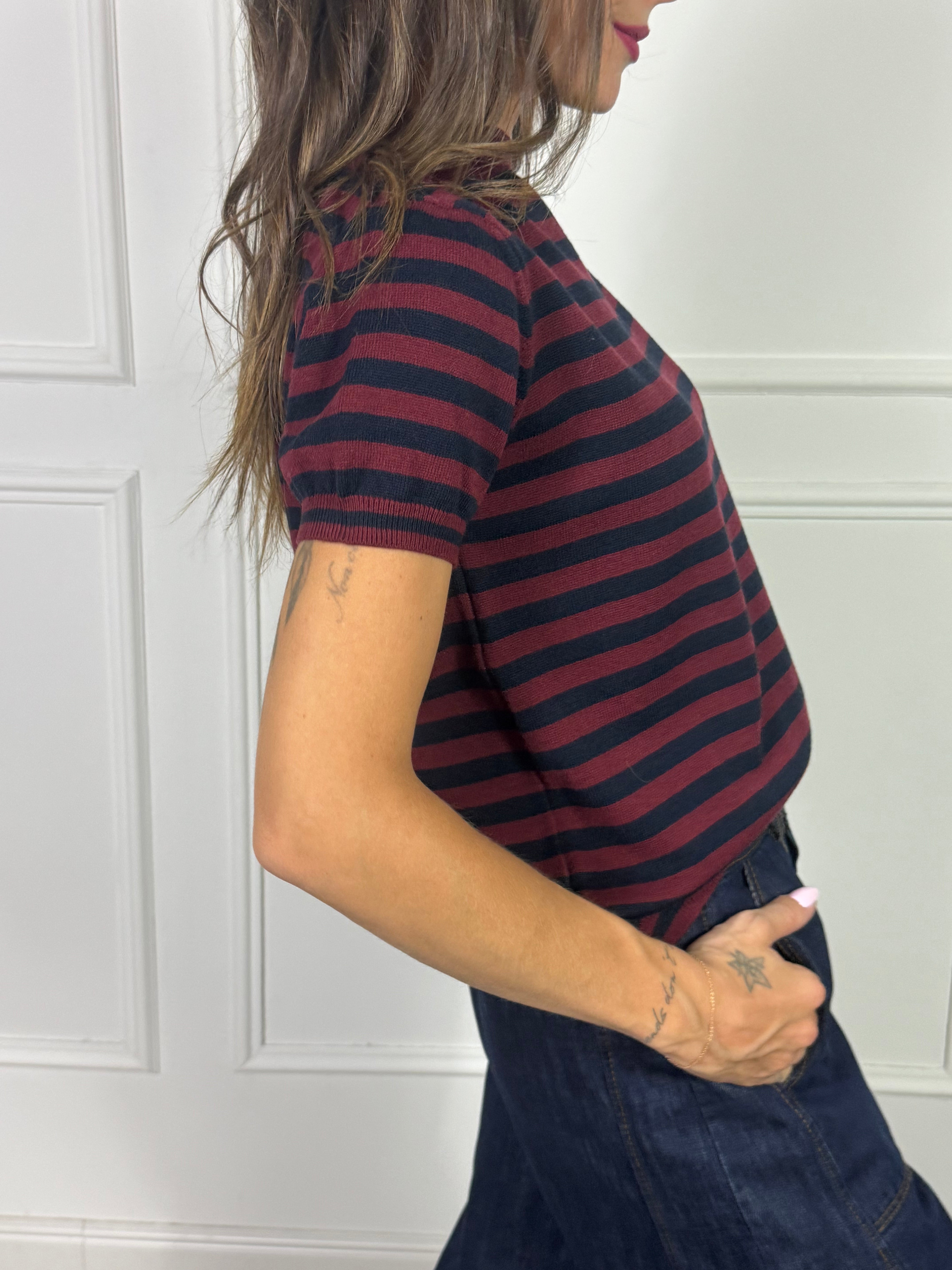 Maglia in maglina Susy Mix scollo tondo manica corta a righe