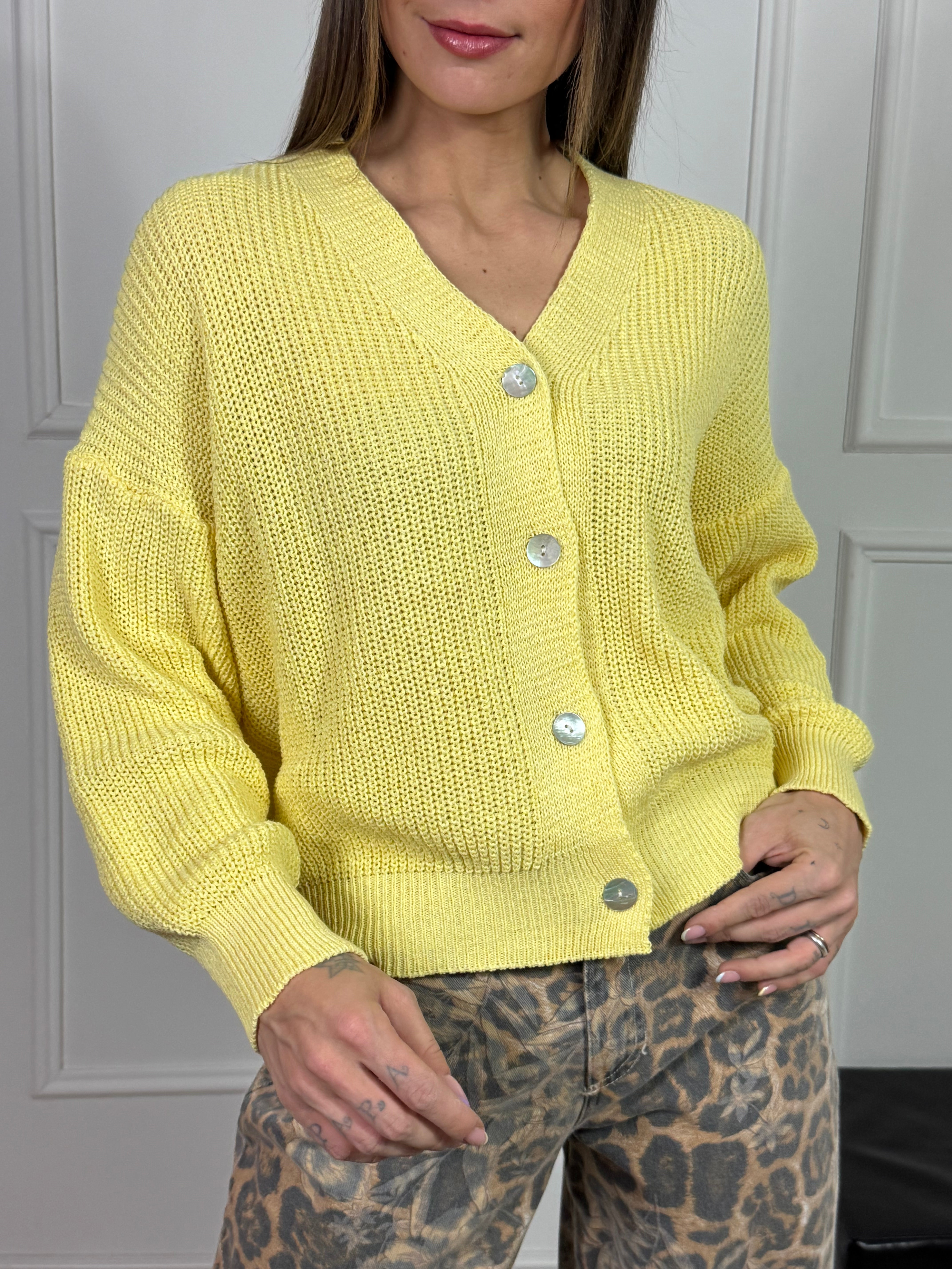 Cardigan con bottoni SUSY MIX TINTA UNITA