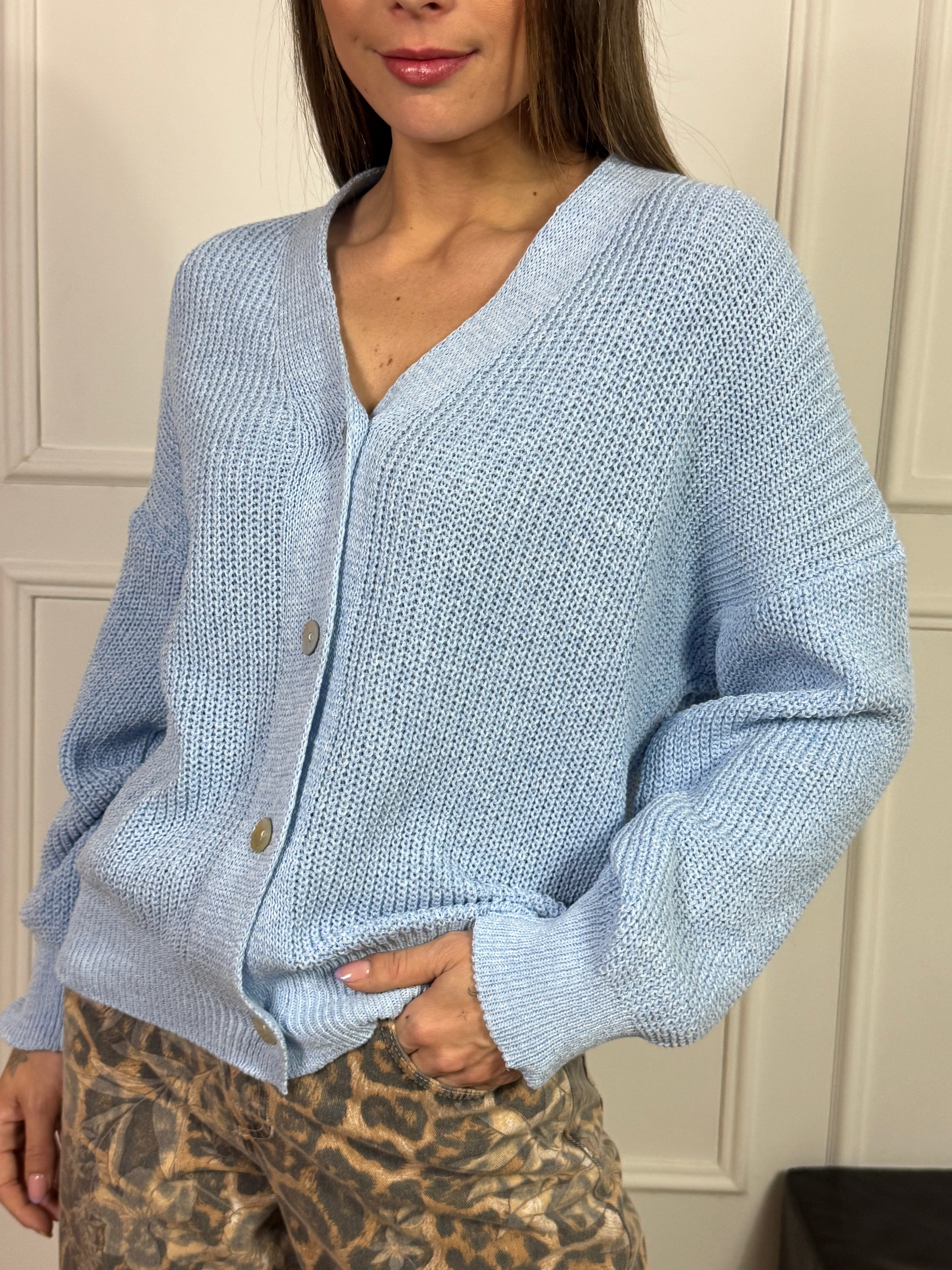 Cardigan con bottoni SUSY MIX TINTA UNITA