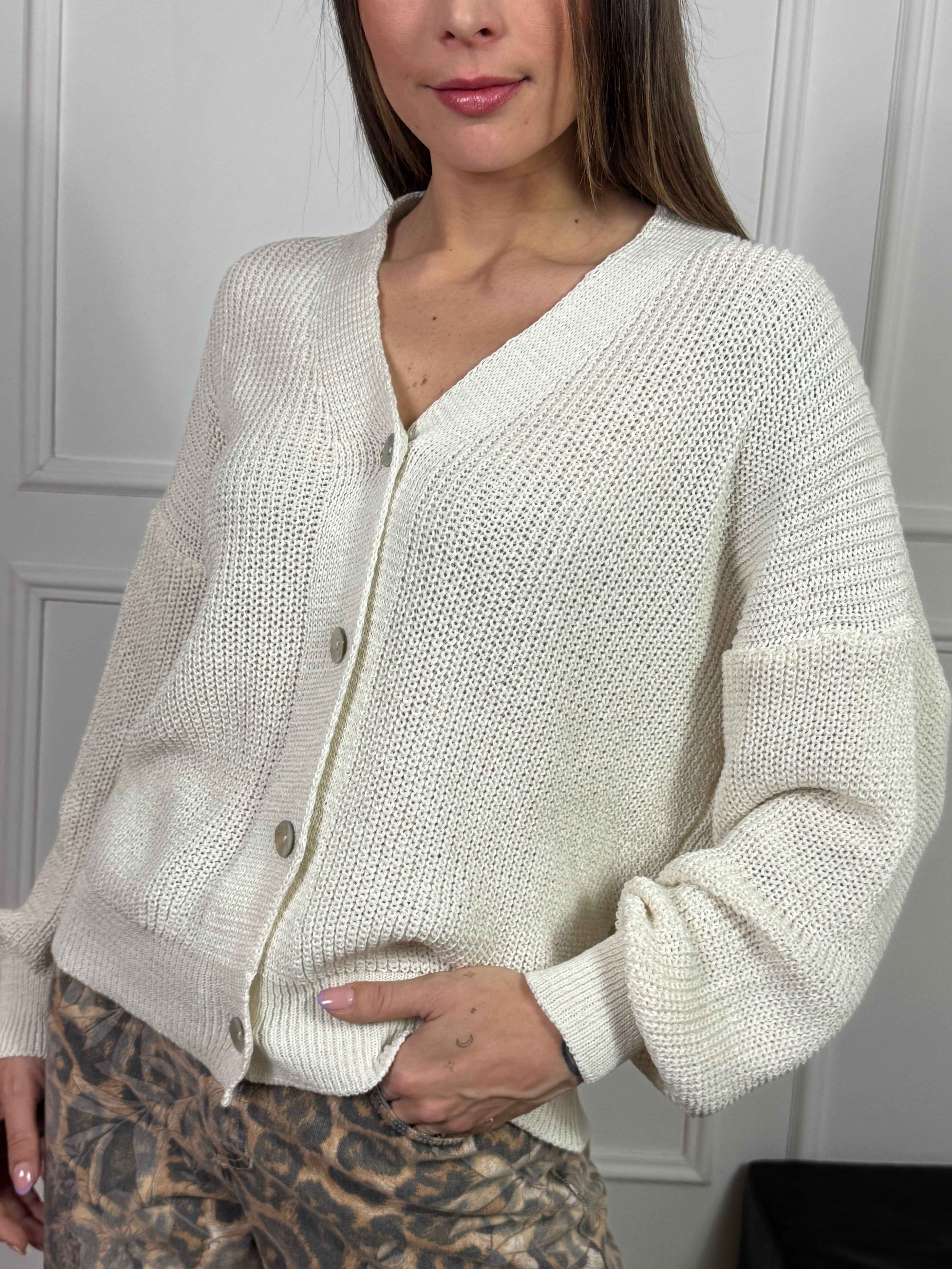 Cardigan con bottoni SUSY MIX TINTA UNITA