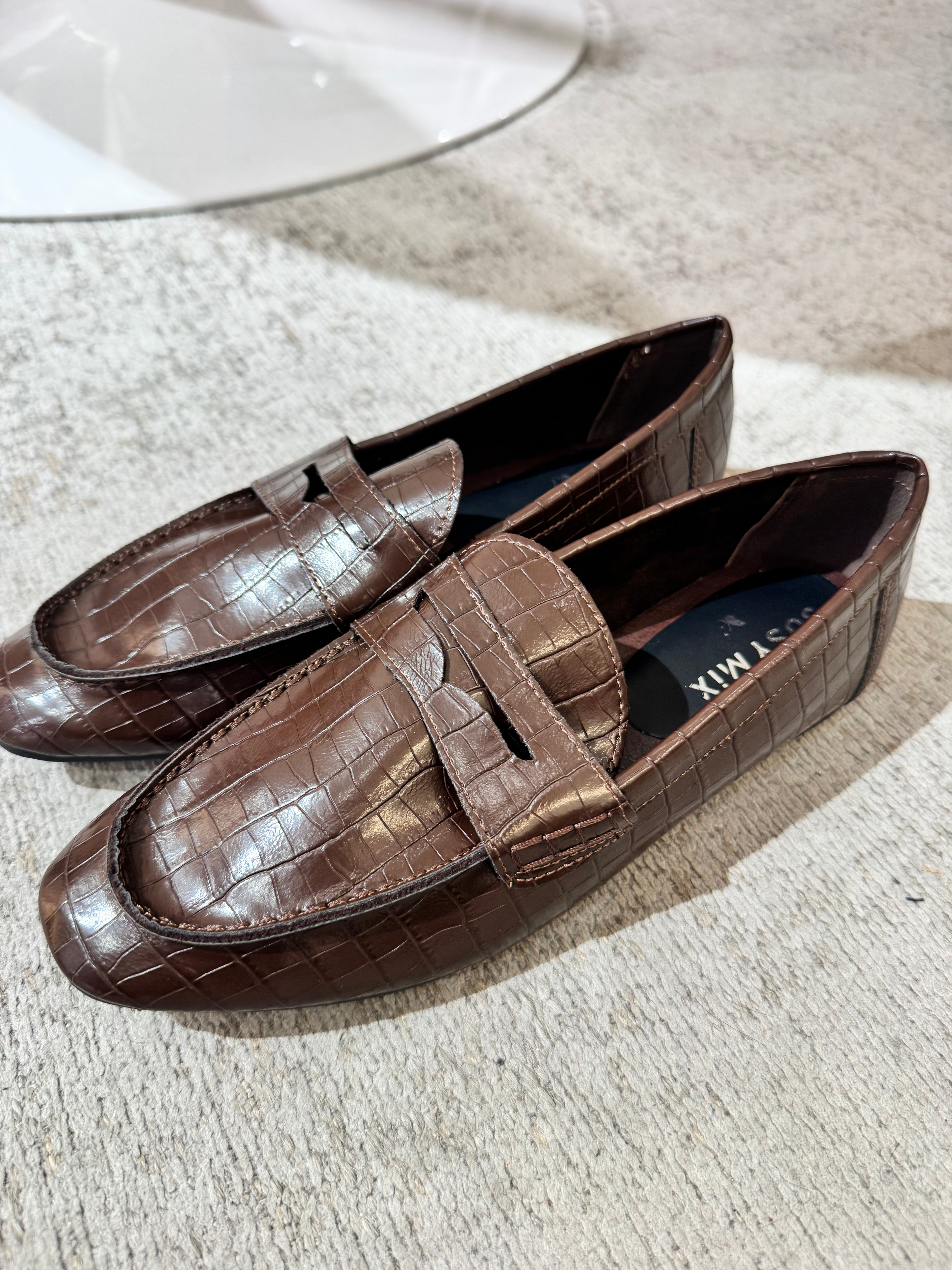 Mocassino Susy Mix in ecopelle texture coccodrillo