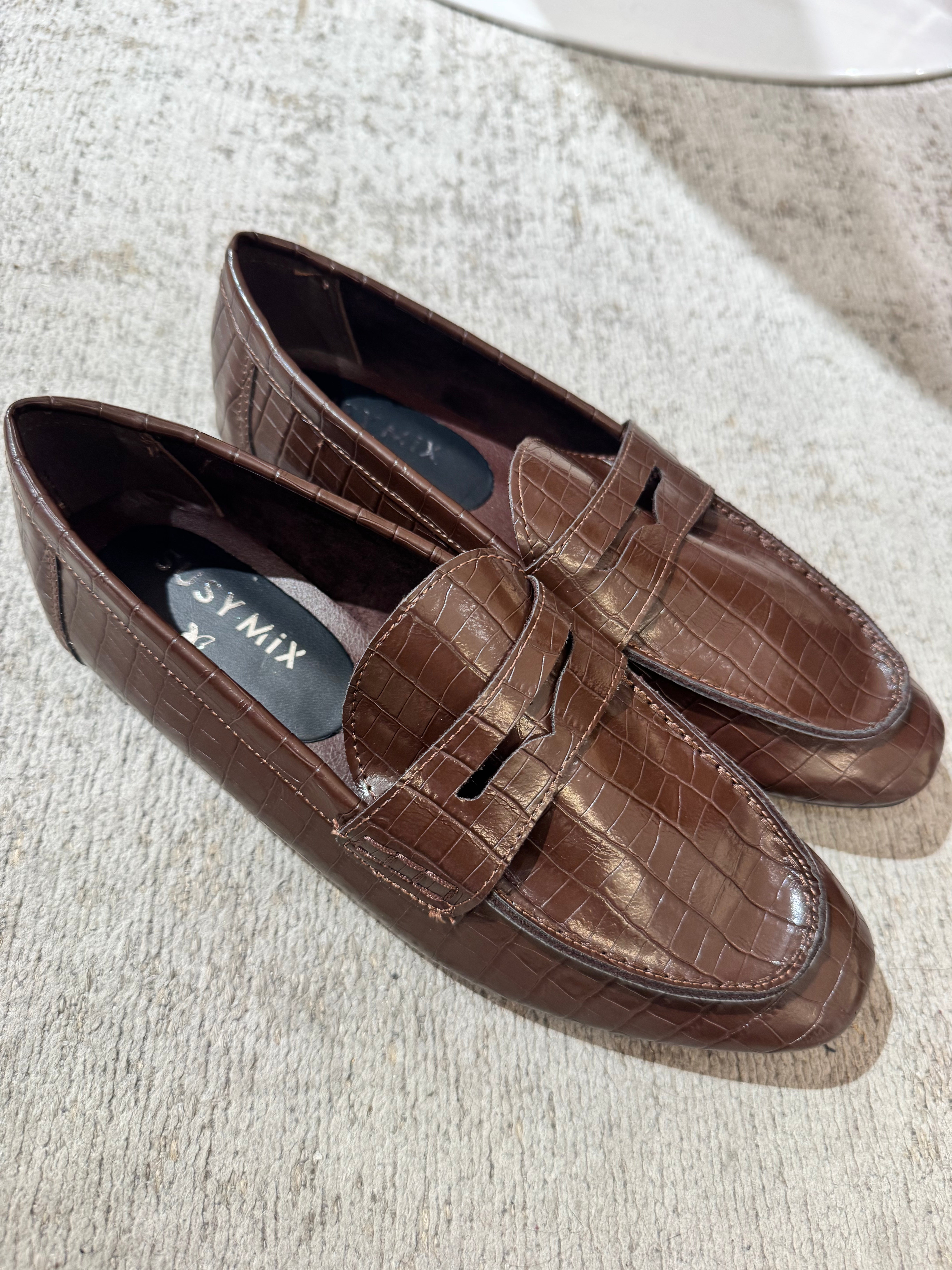 Mocassino Susy Mix in ecopelle texture coccodrillo