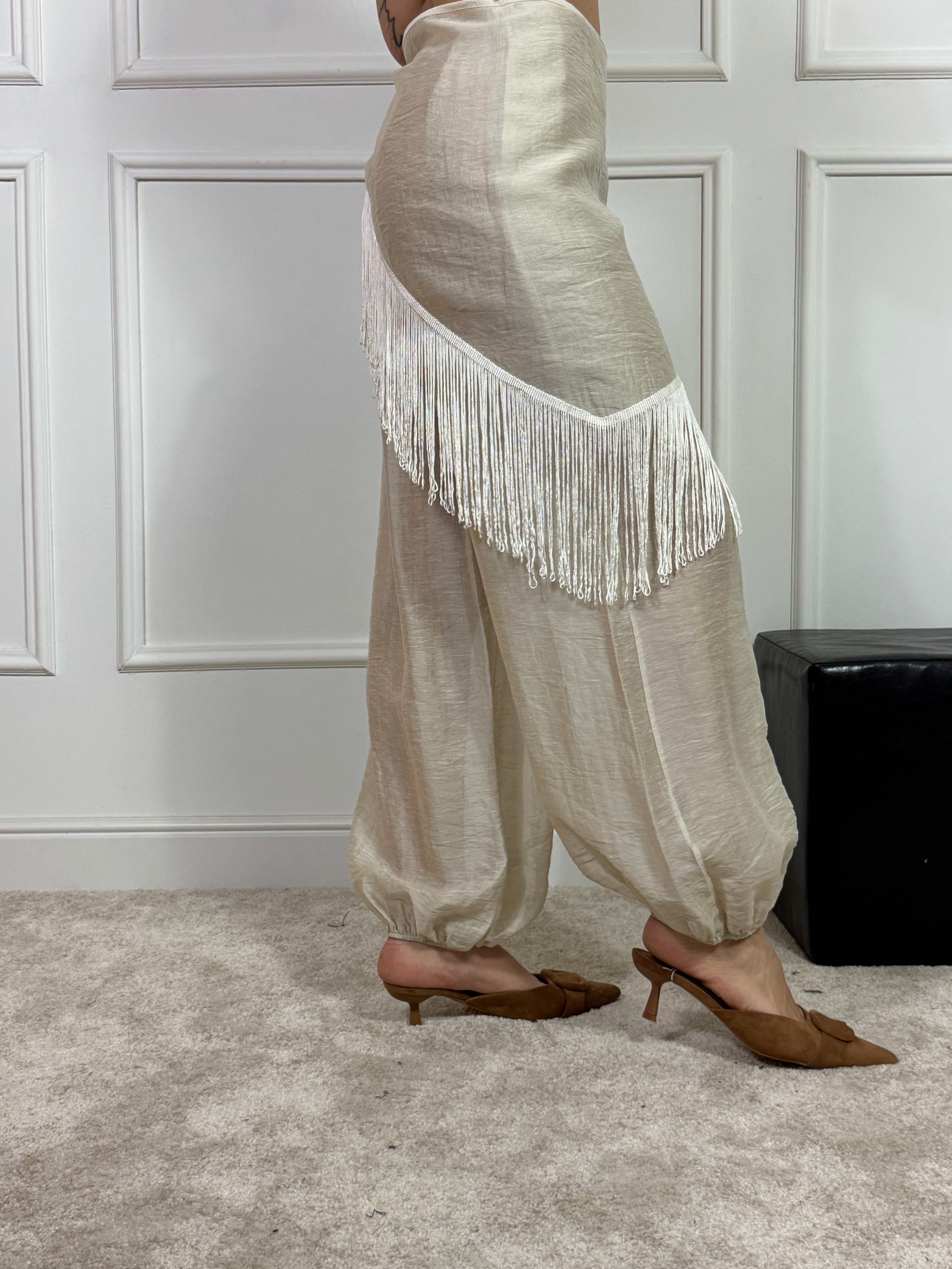 Pantalone Susy Mix effetto pareo con frange