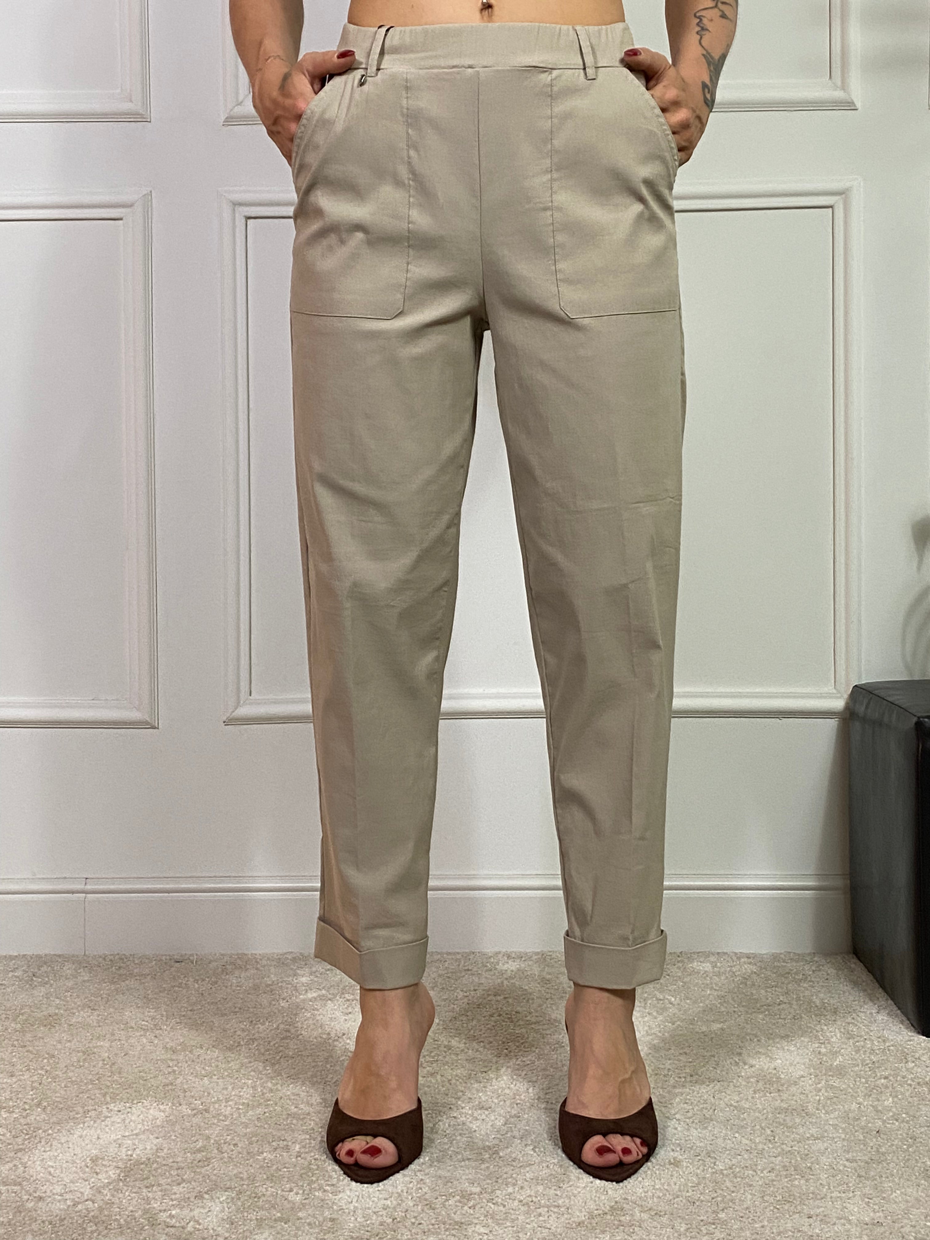 Pantalone misto COTONE E LINO modello CARROT with pockets Ragno - ART. DS29PF