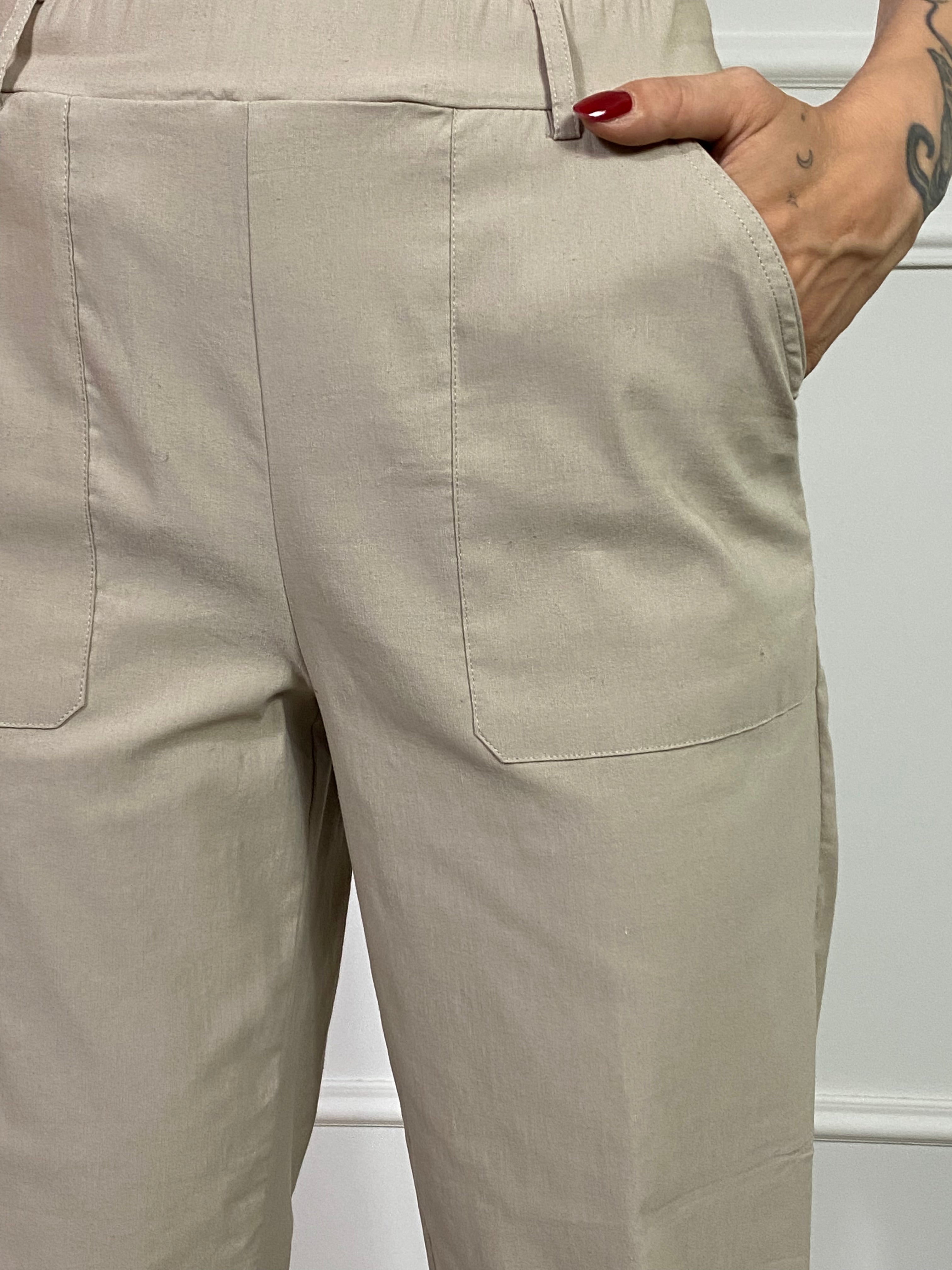 Pantalone misto COTONE E LINO modello CARROT with pockets Ragno - ART. DS29PF