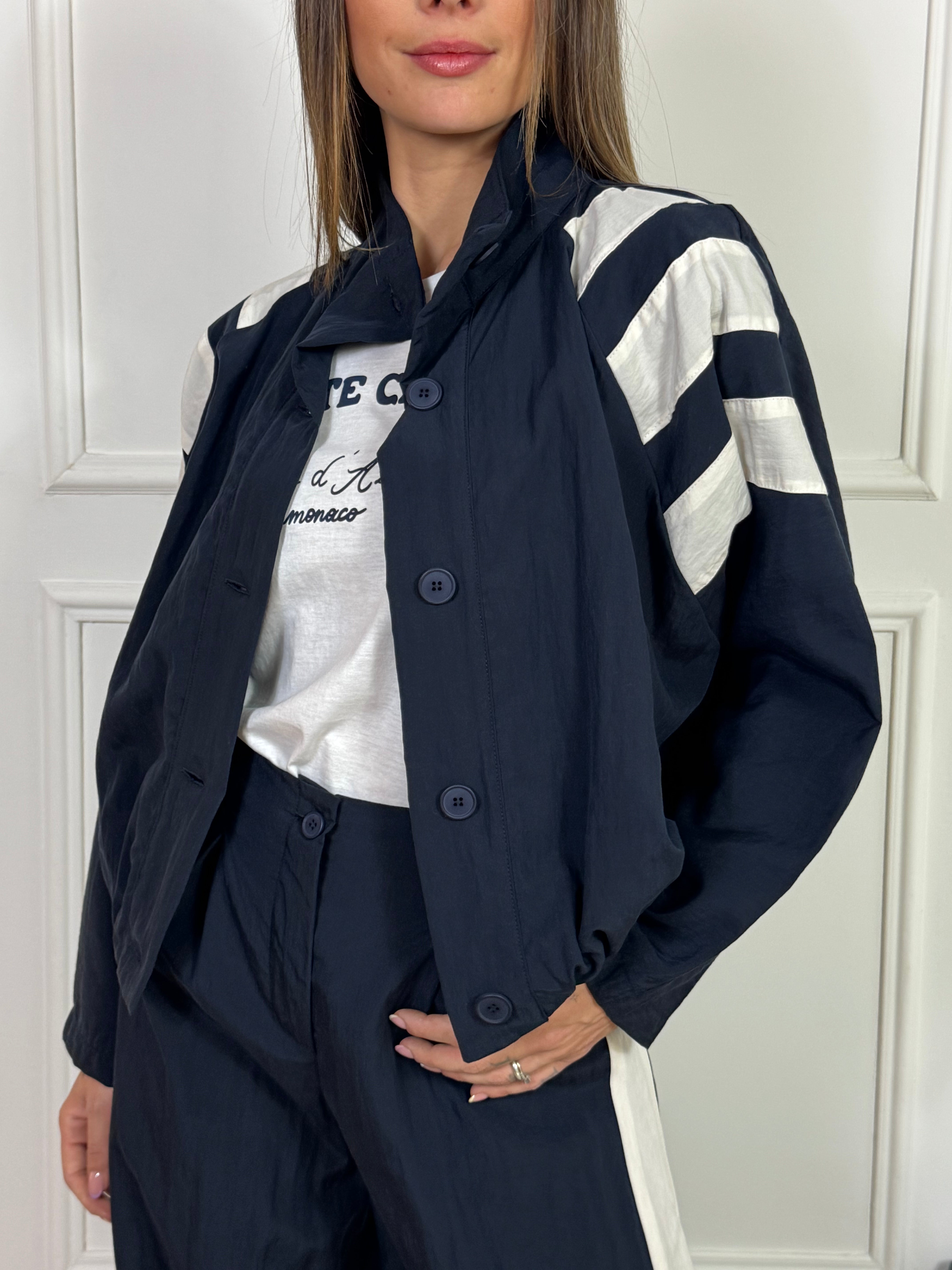 Bomber leggero in misto lyocell Kikisix bicolore con bottoni