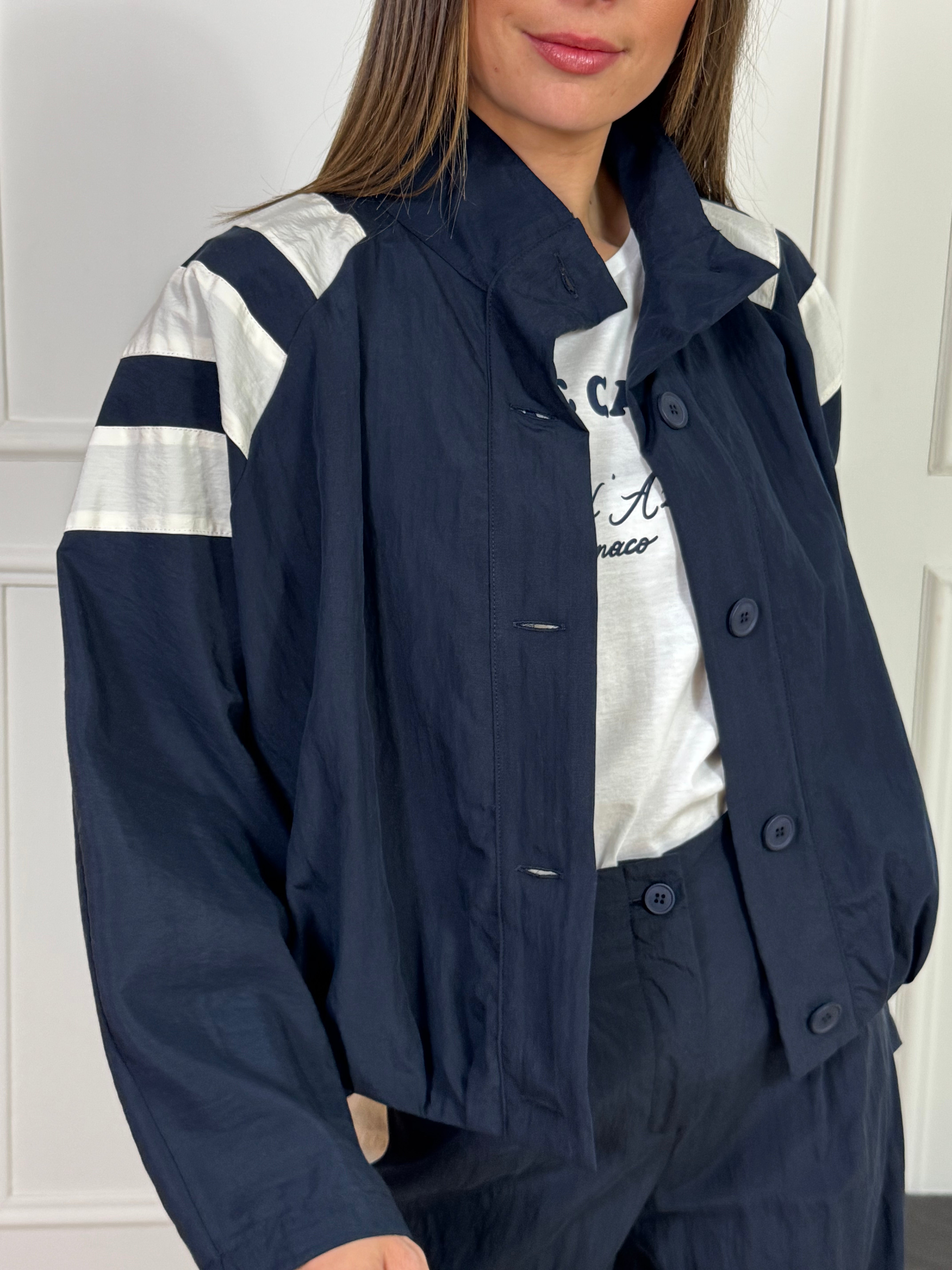Bomber leggero in misto lyocell Kikisix bicolore con bottoni