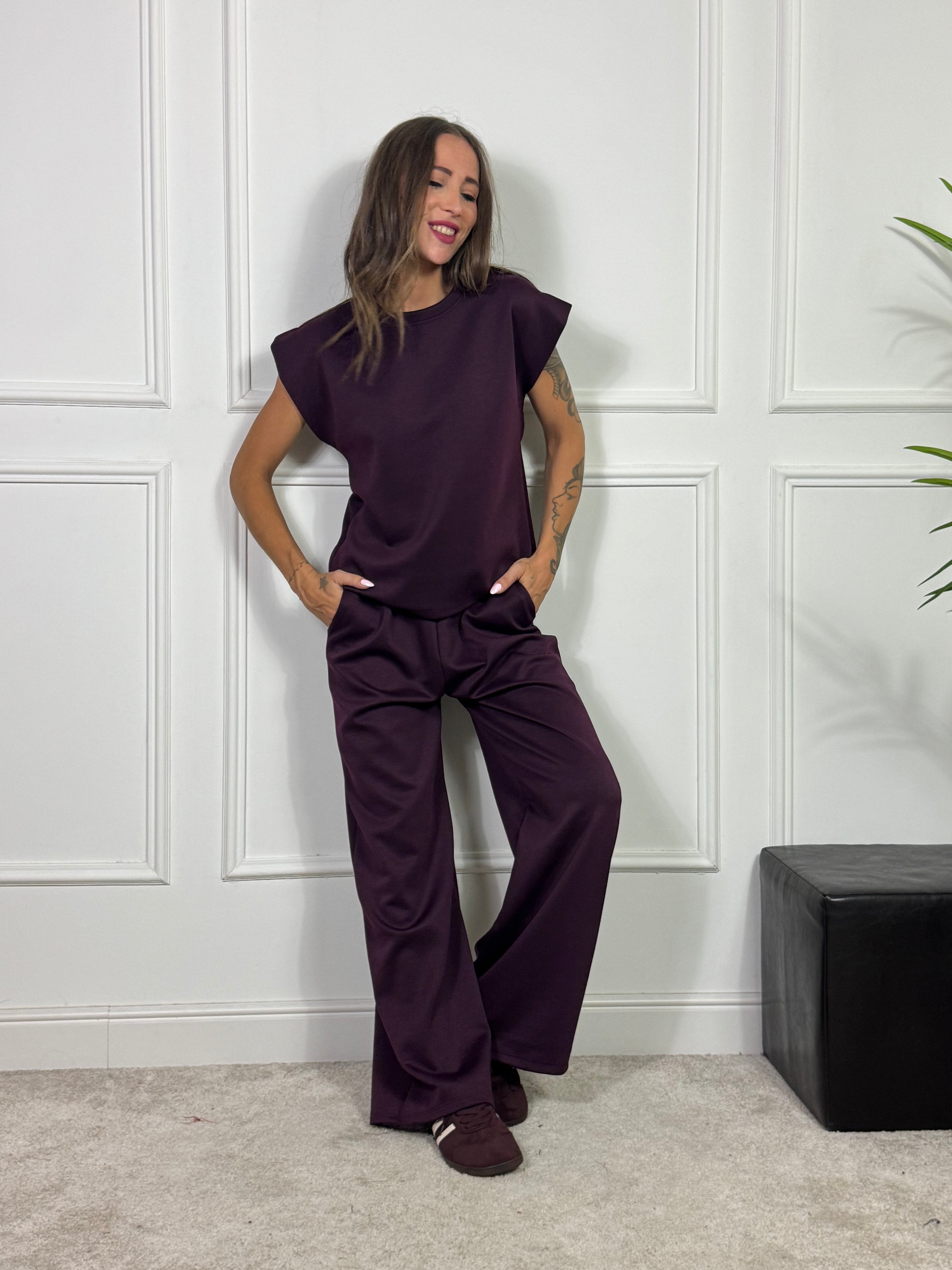 PANTALONE PALAZZO TESSUTO TECNICO Victoria ILMH TINTA UNITA
