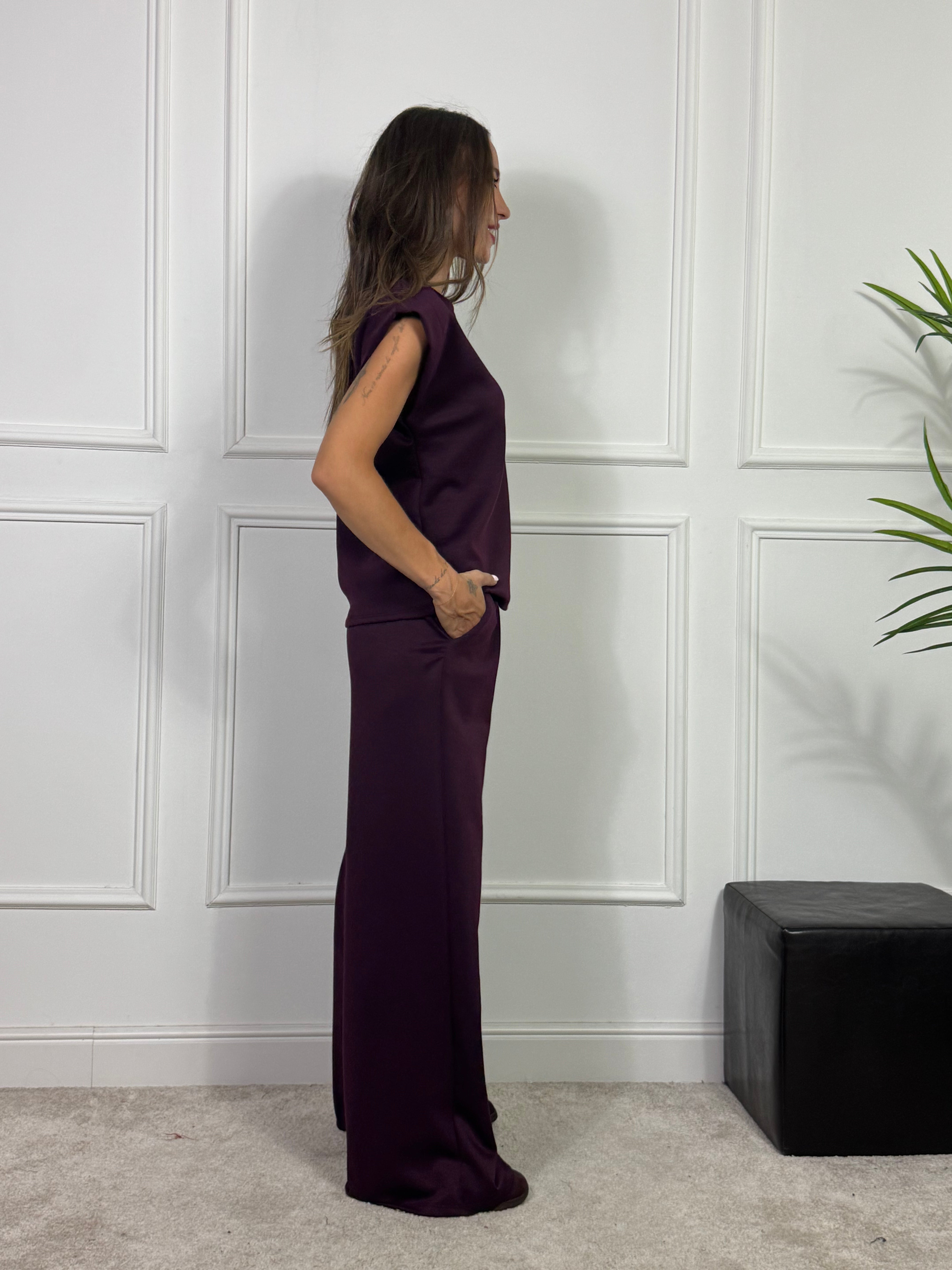 PANTALONE PALAZZO TESSUTO TECNICO Victoria ILMH TINTA UNITA