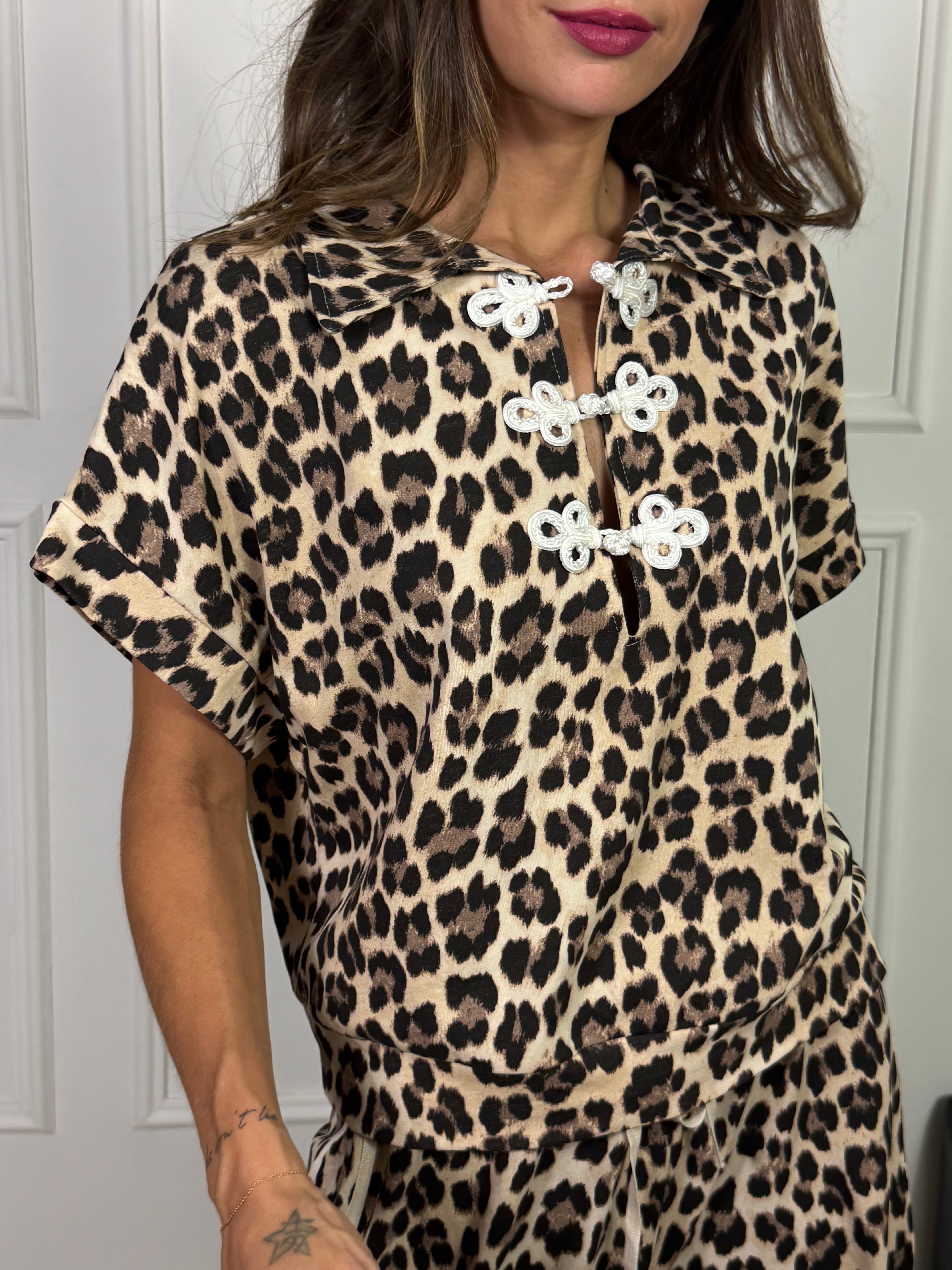 MAGLIA GARZATA Victoria ILMH con ALAMARI LEOPARDATA