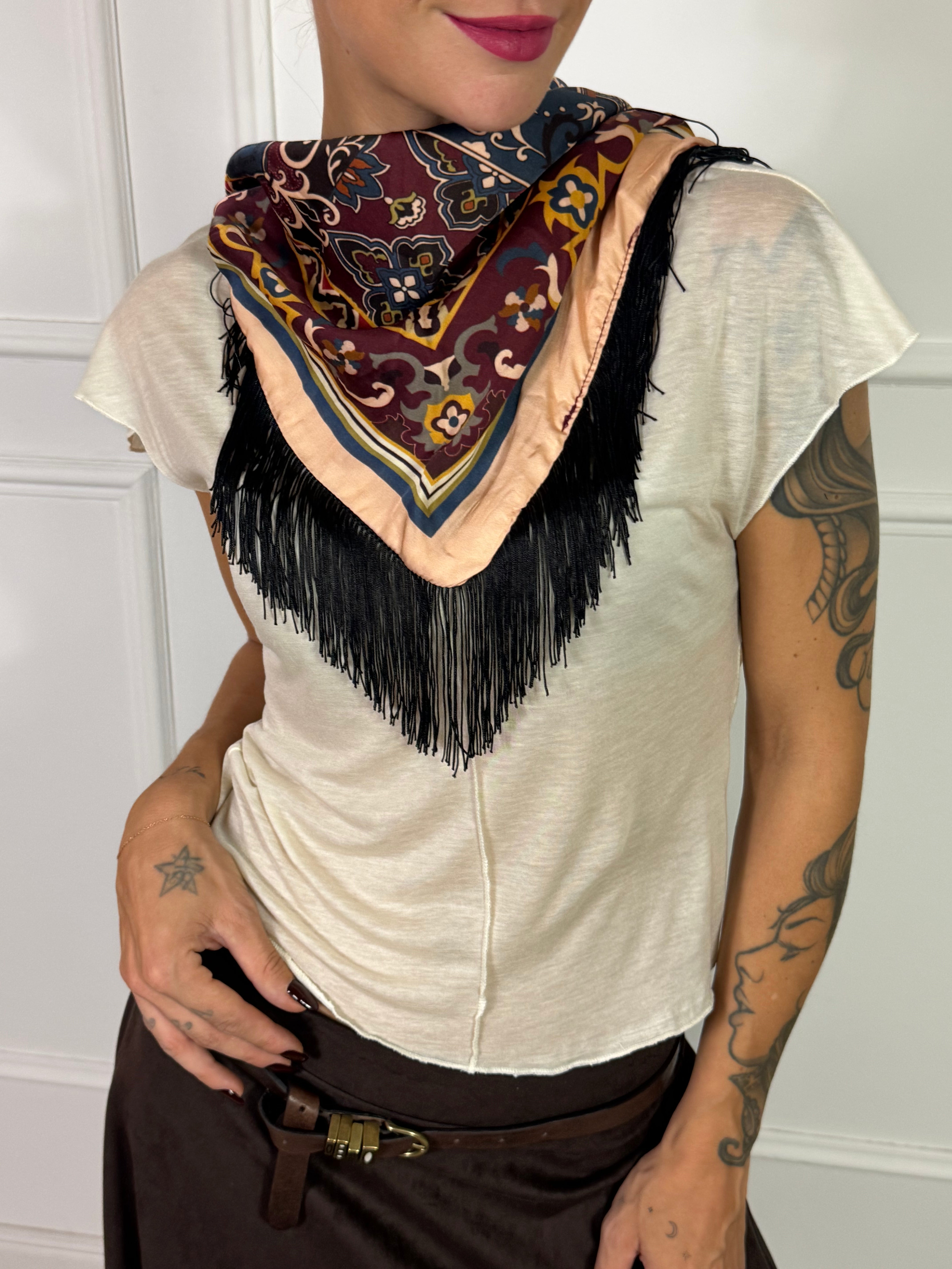 Foulard bandana fantasia con frange Victoria ILMH