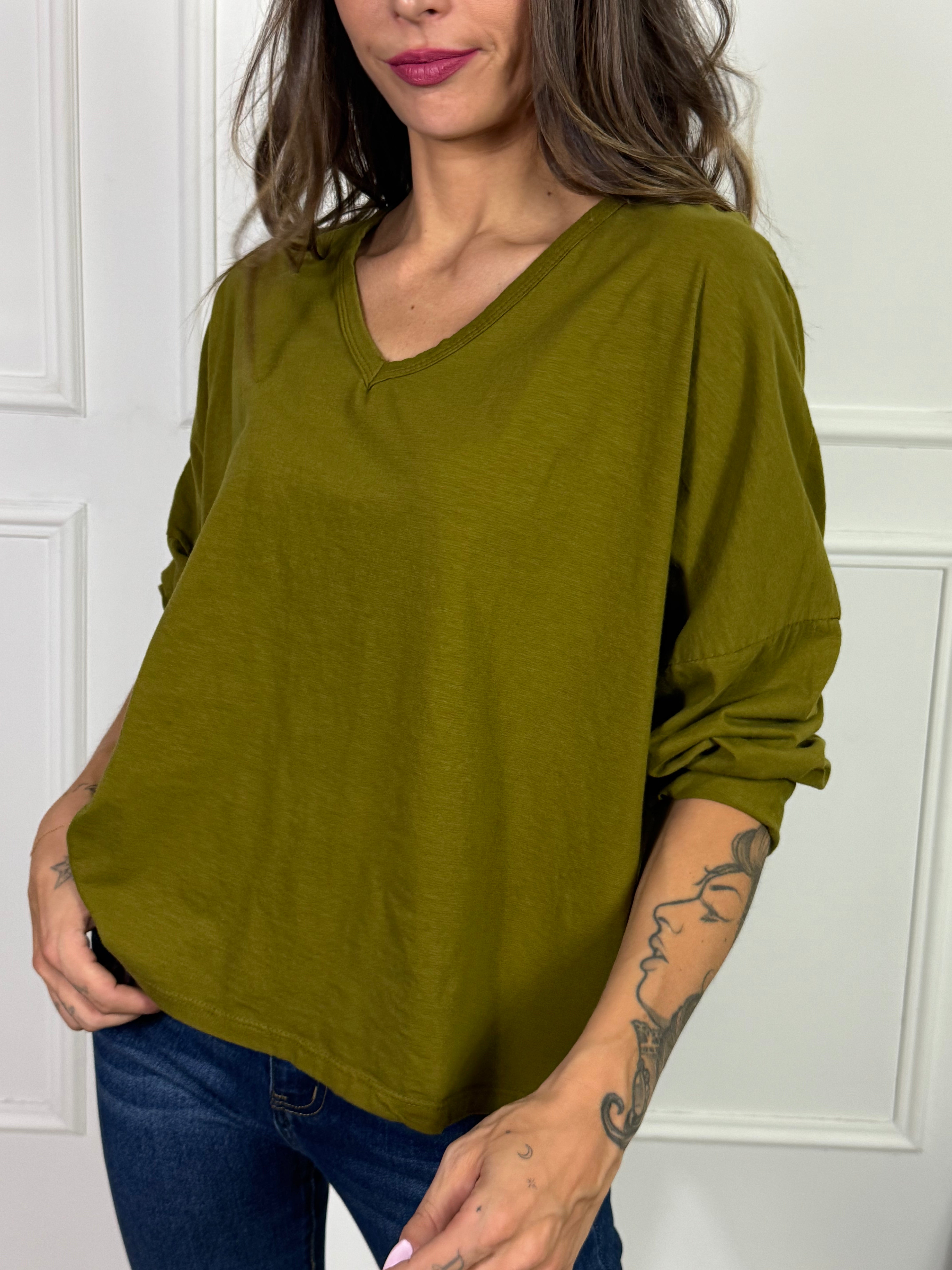 Maglia in cotone manica lunga OVER Victoria ILMH SCOLLO V