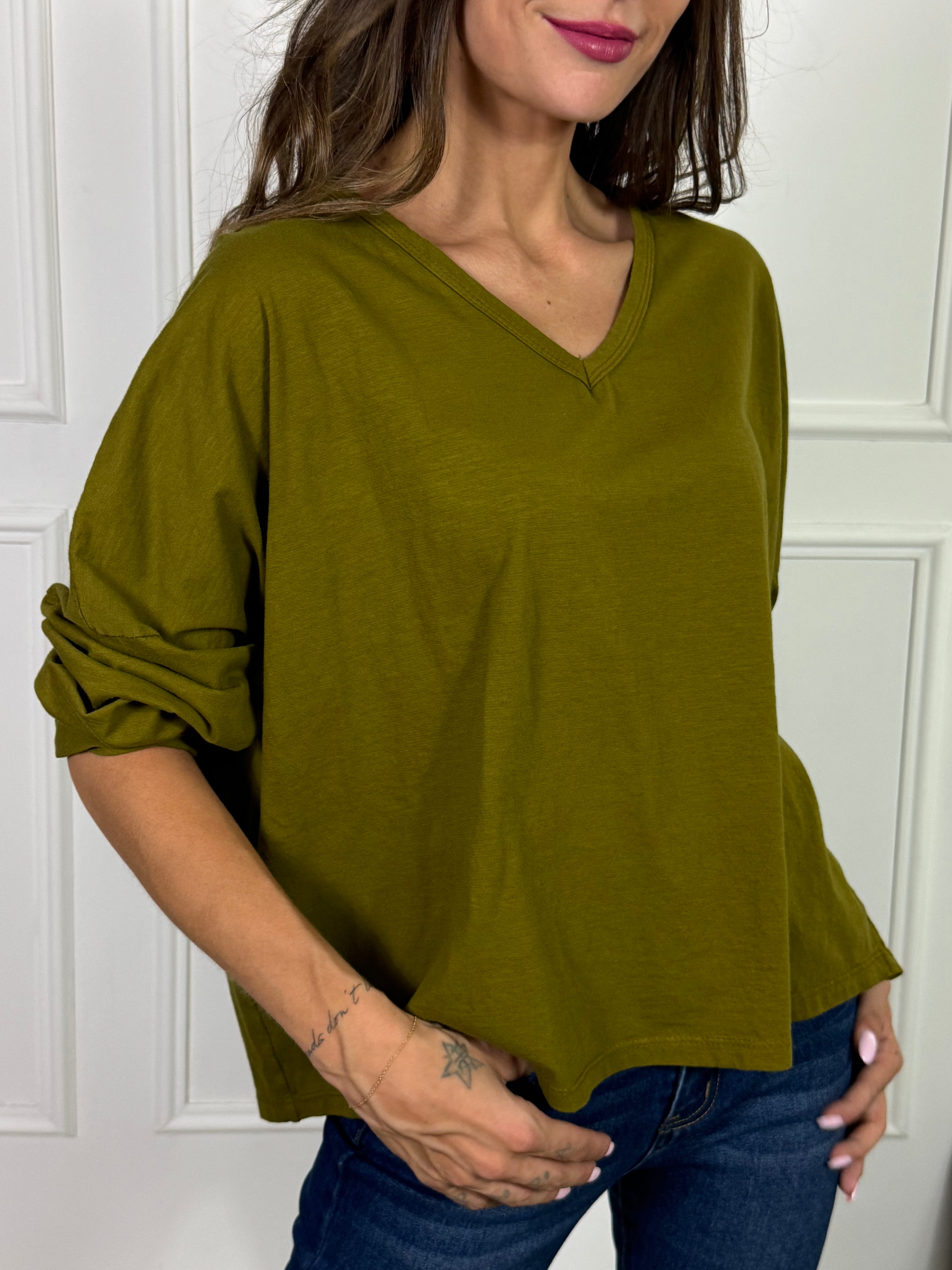 Maglia in cotone manica lunga OVER Victoria ILMH SCOLLO V