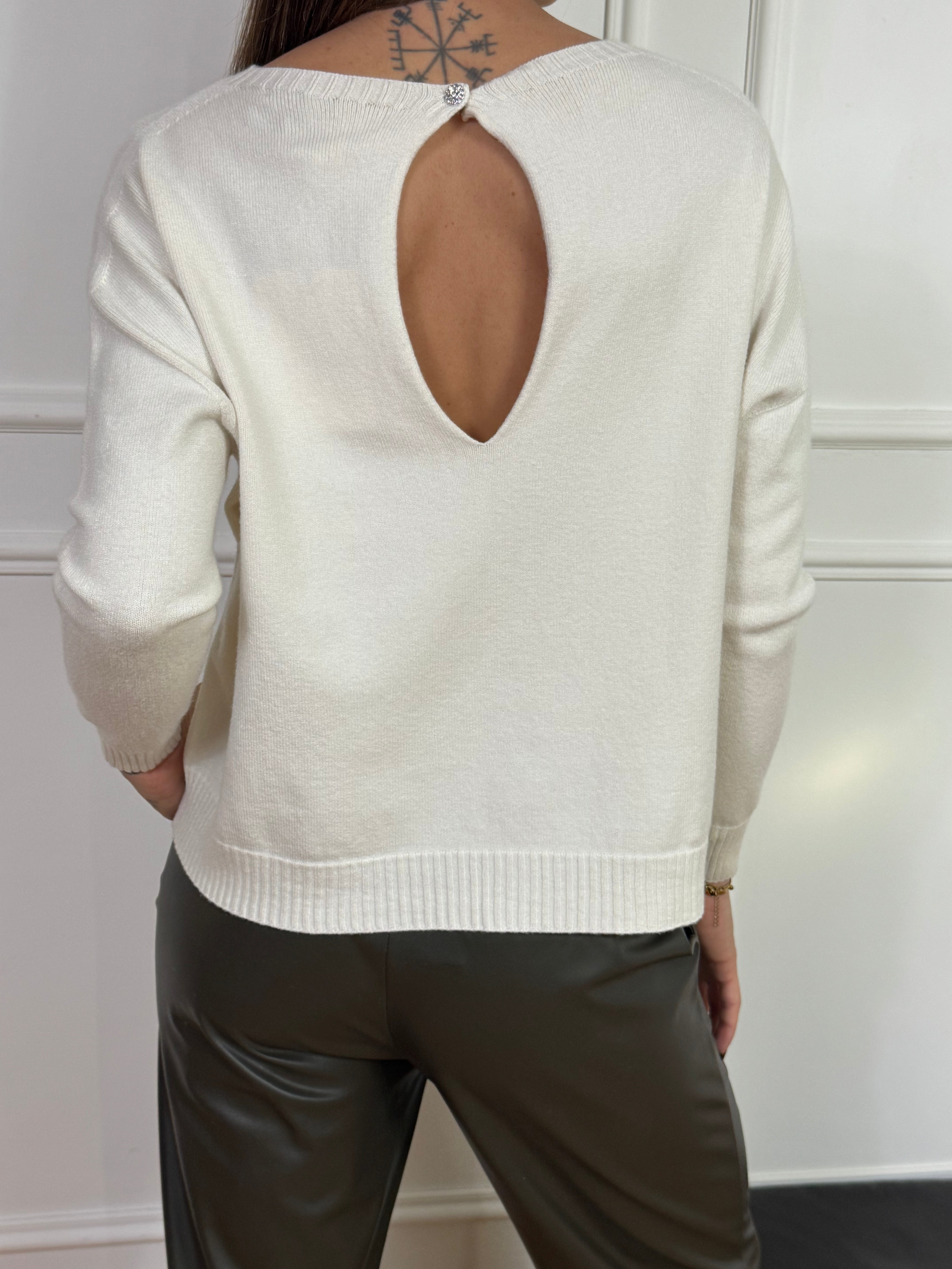 Maglia Susy Mix SCOLLO DIETRO CON BOTTONE GIOIELLO