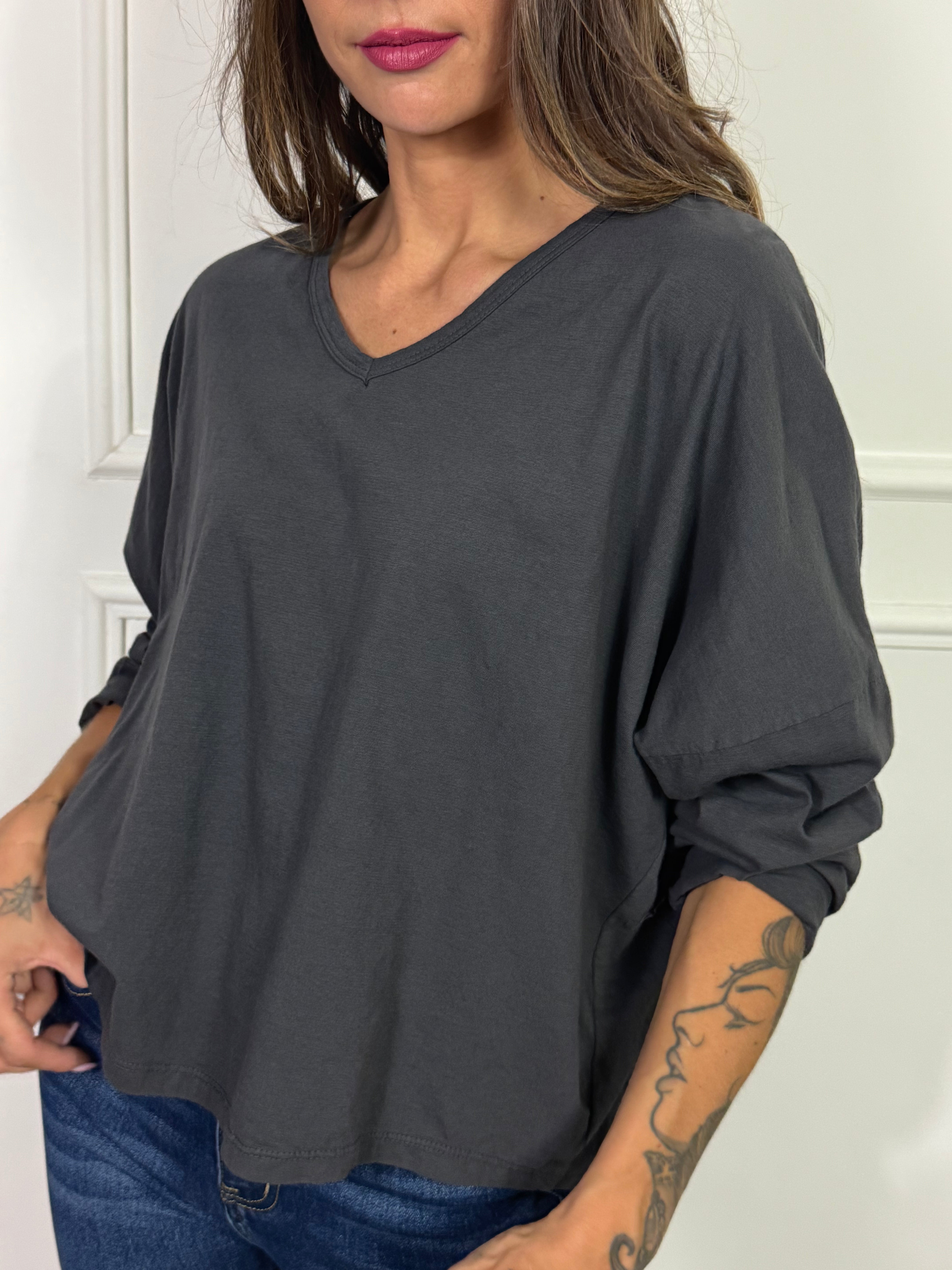 Maglia in cotone manica lunga OVER Victoria ILMH SCOLLO V