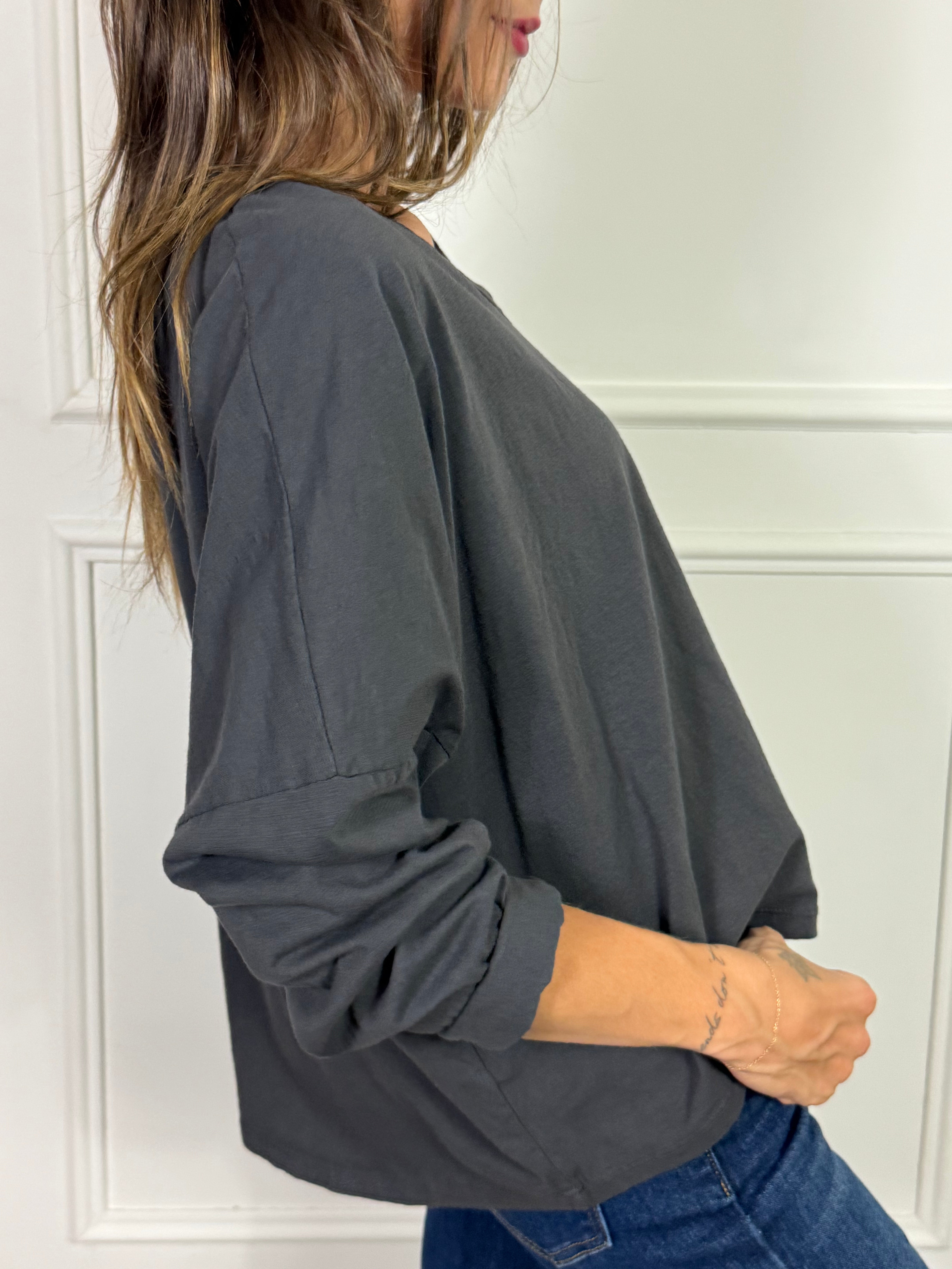 Maglia in cotone manica lunga OVER Victoria ILMH SCOLLO V