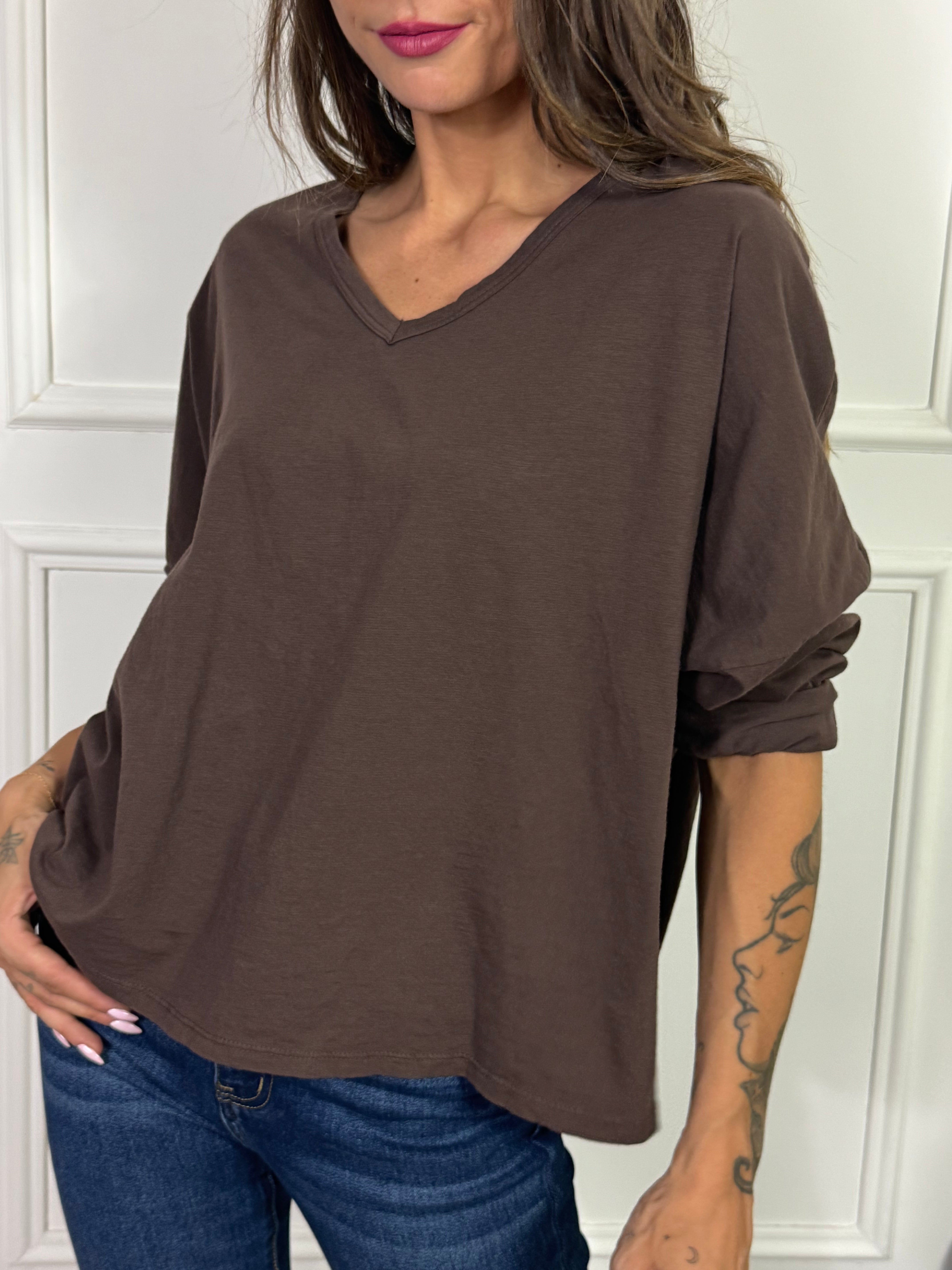 Maglia in cotone manica lunga OVER Victoria ILMH SCOLLO V