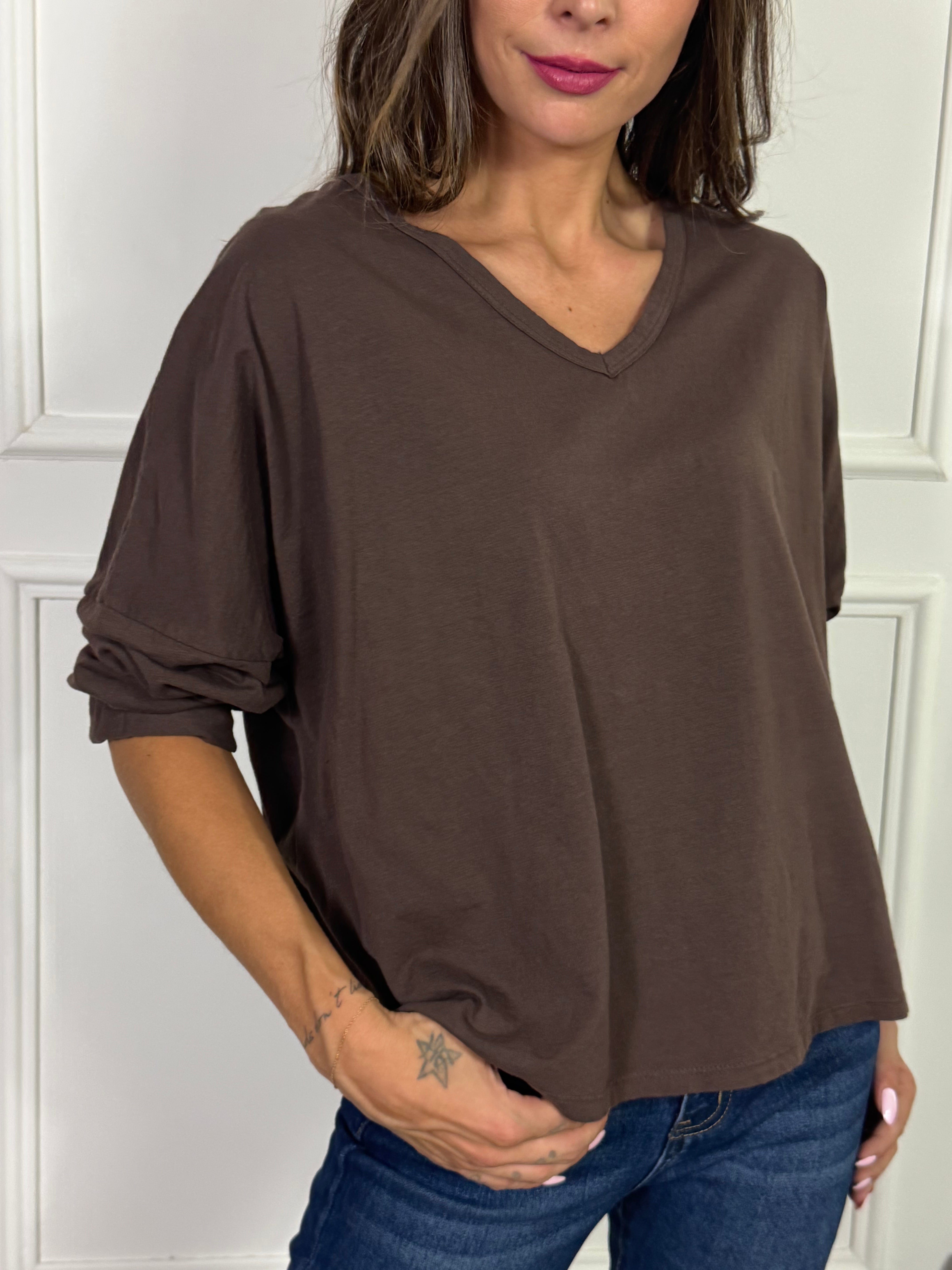 Maglia in cotone manica lunga OVER Victoria ILMH SCOLLO V