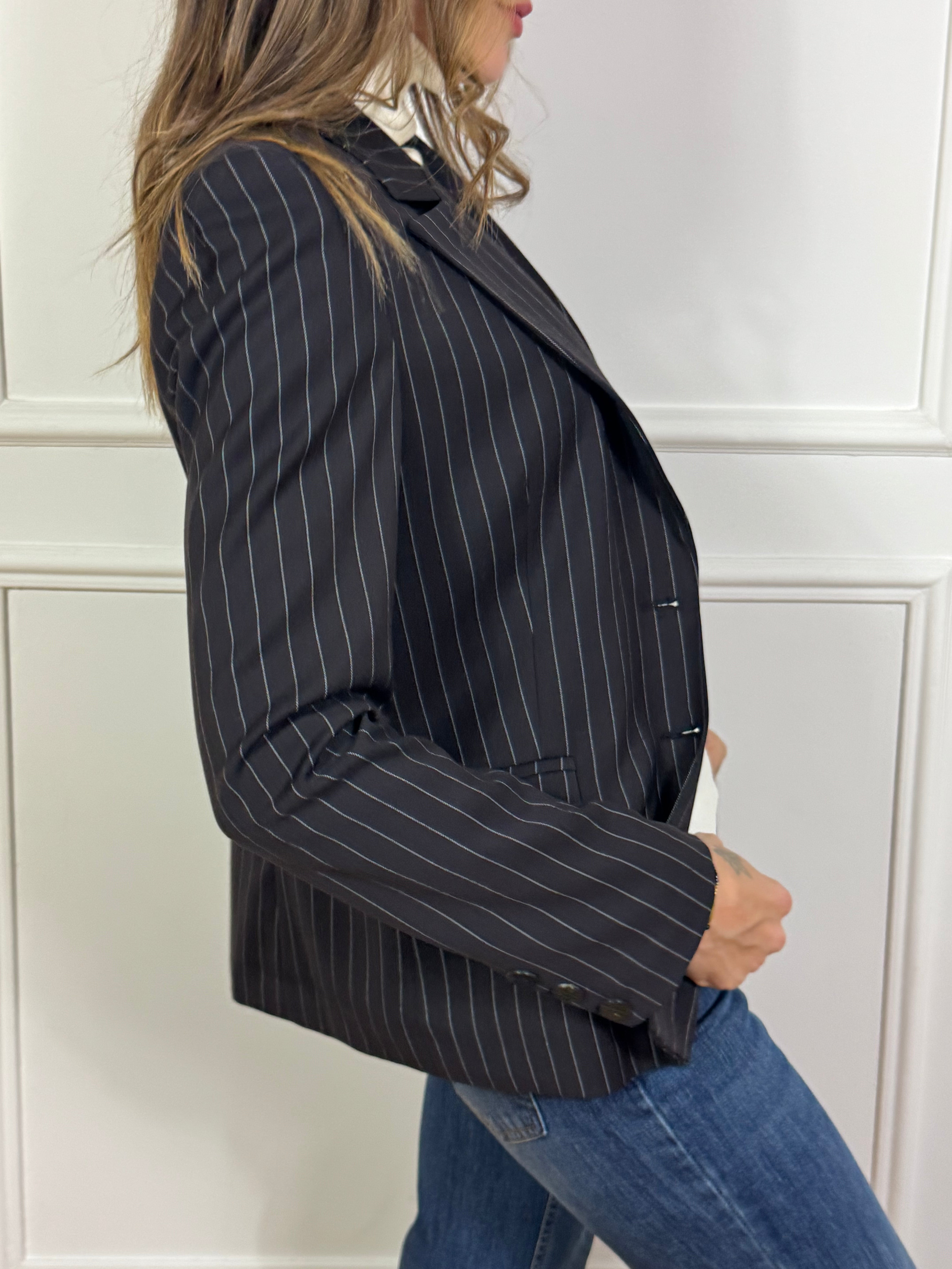 Giacca blazer due bottoni Susy Mix gessato