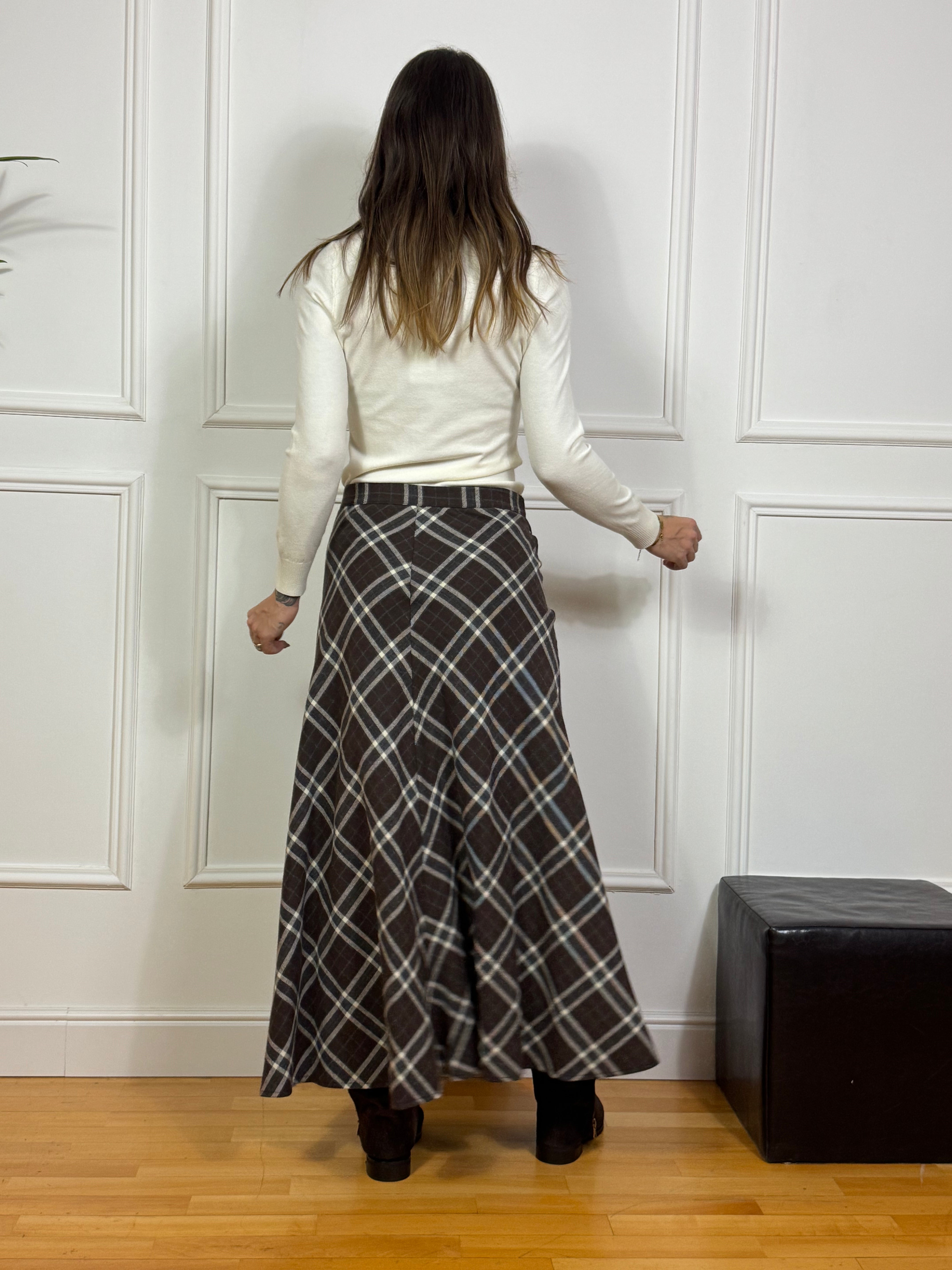 Gonna lunga Motel scozzese effetto camicia