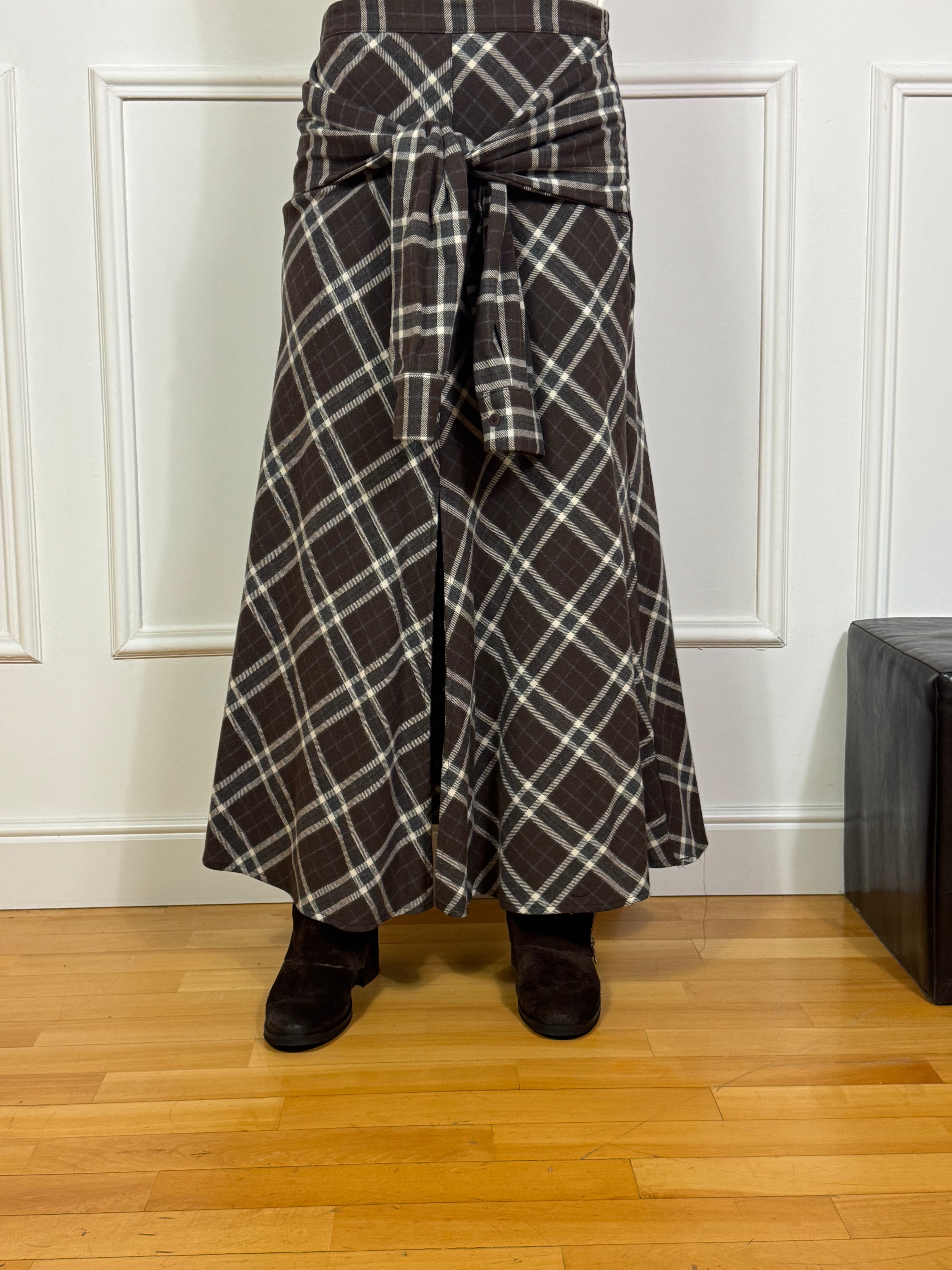 Gonna lunga Motel scozzese effetto camicia