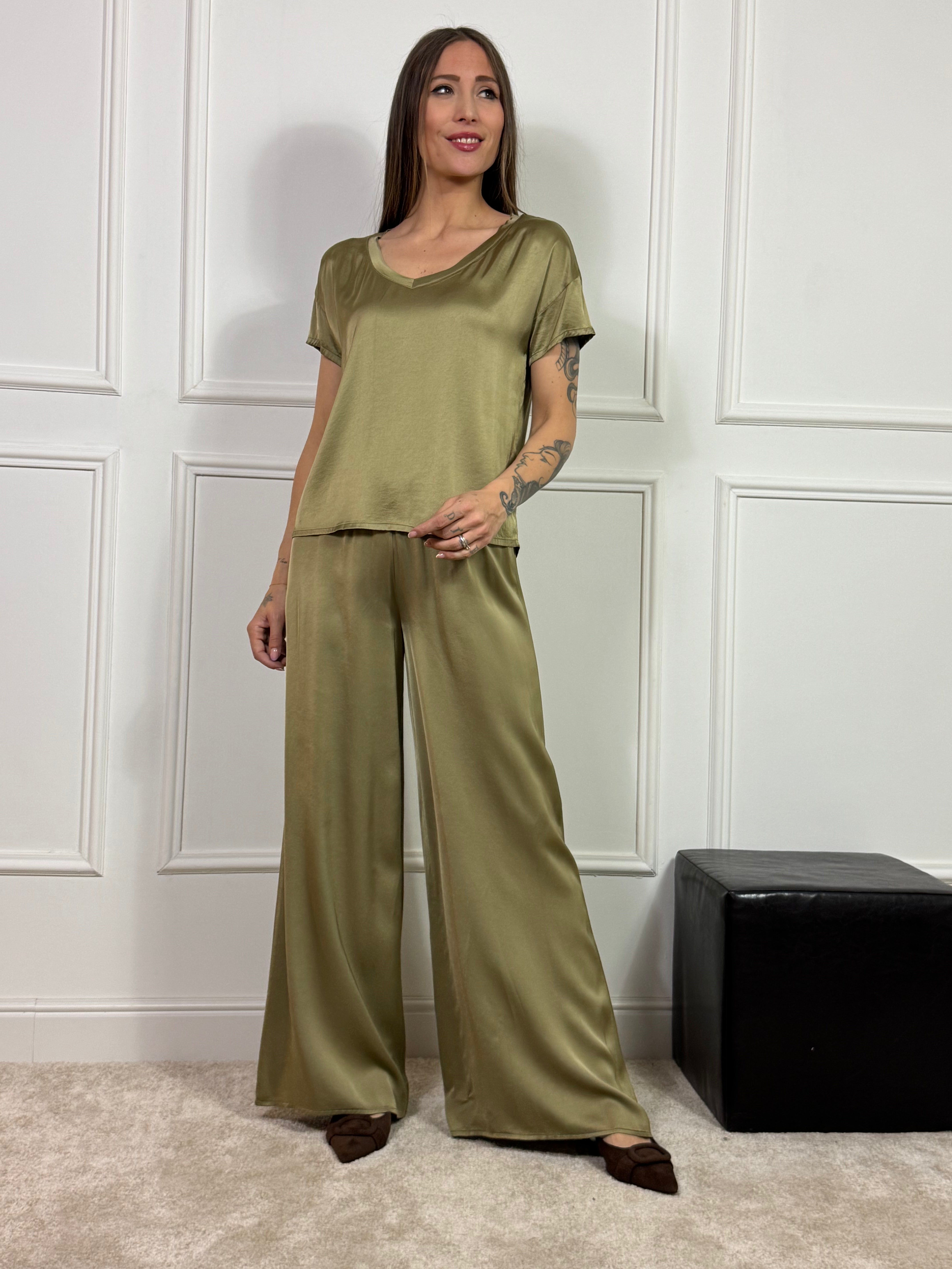 Pantalone ampio in raso HAVE ONE