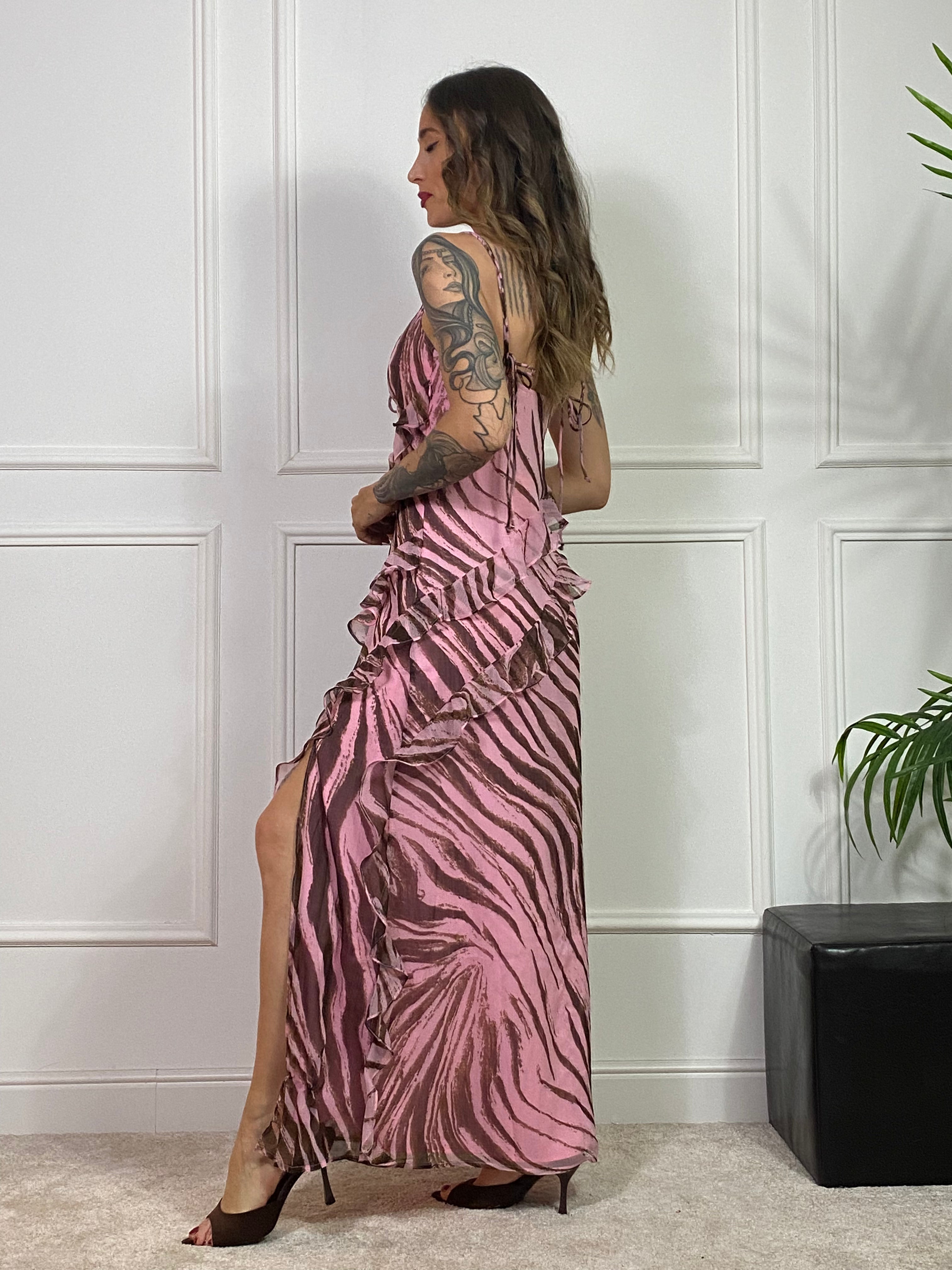 Abito lungo JJXX modello EMILIA CHIFFON - ROSA ZEBRATO