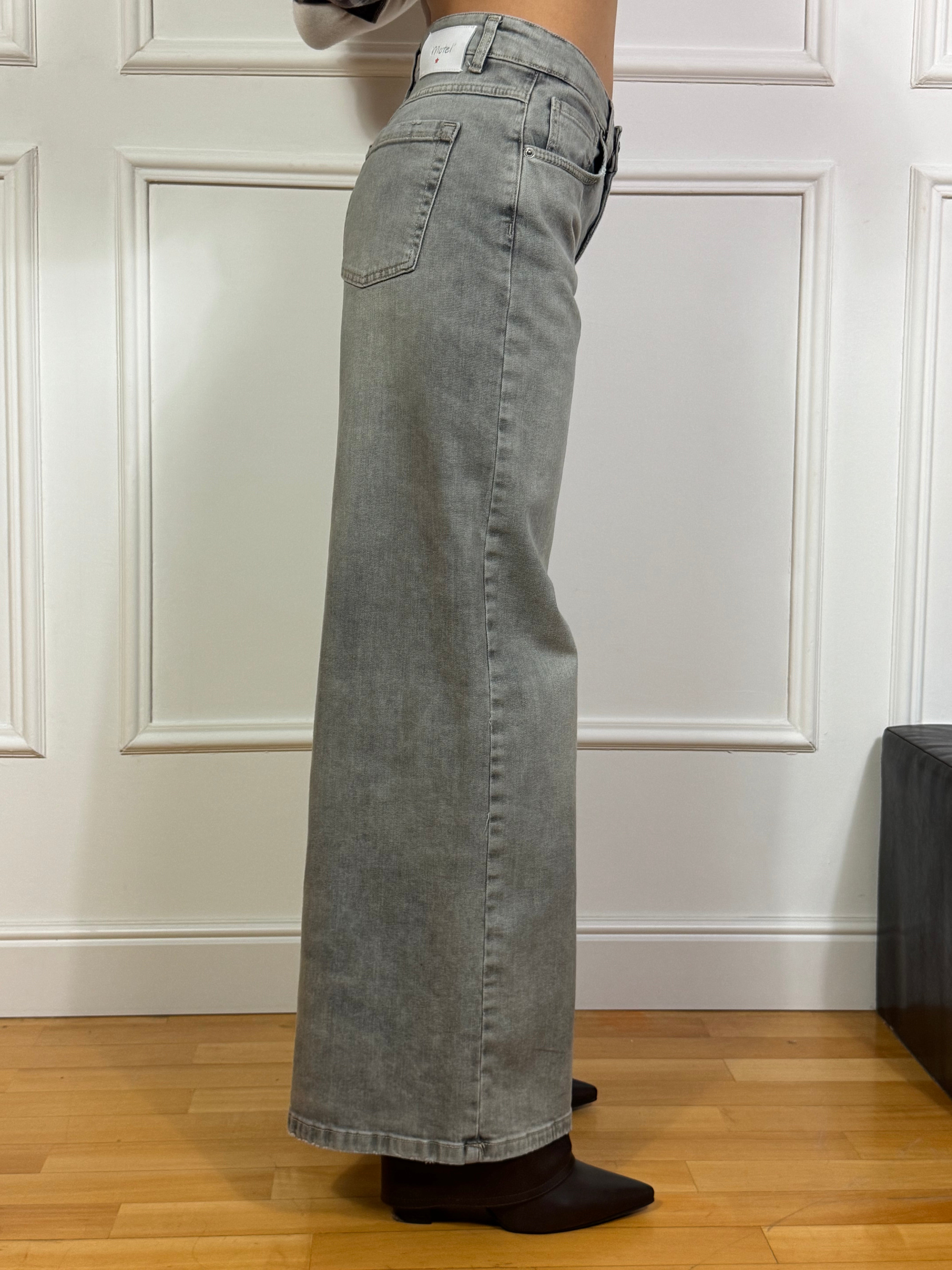 Jeans Motel PALAZZO LAVAGGIO GRIGIO CHIARO