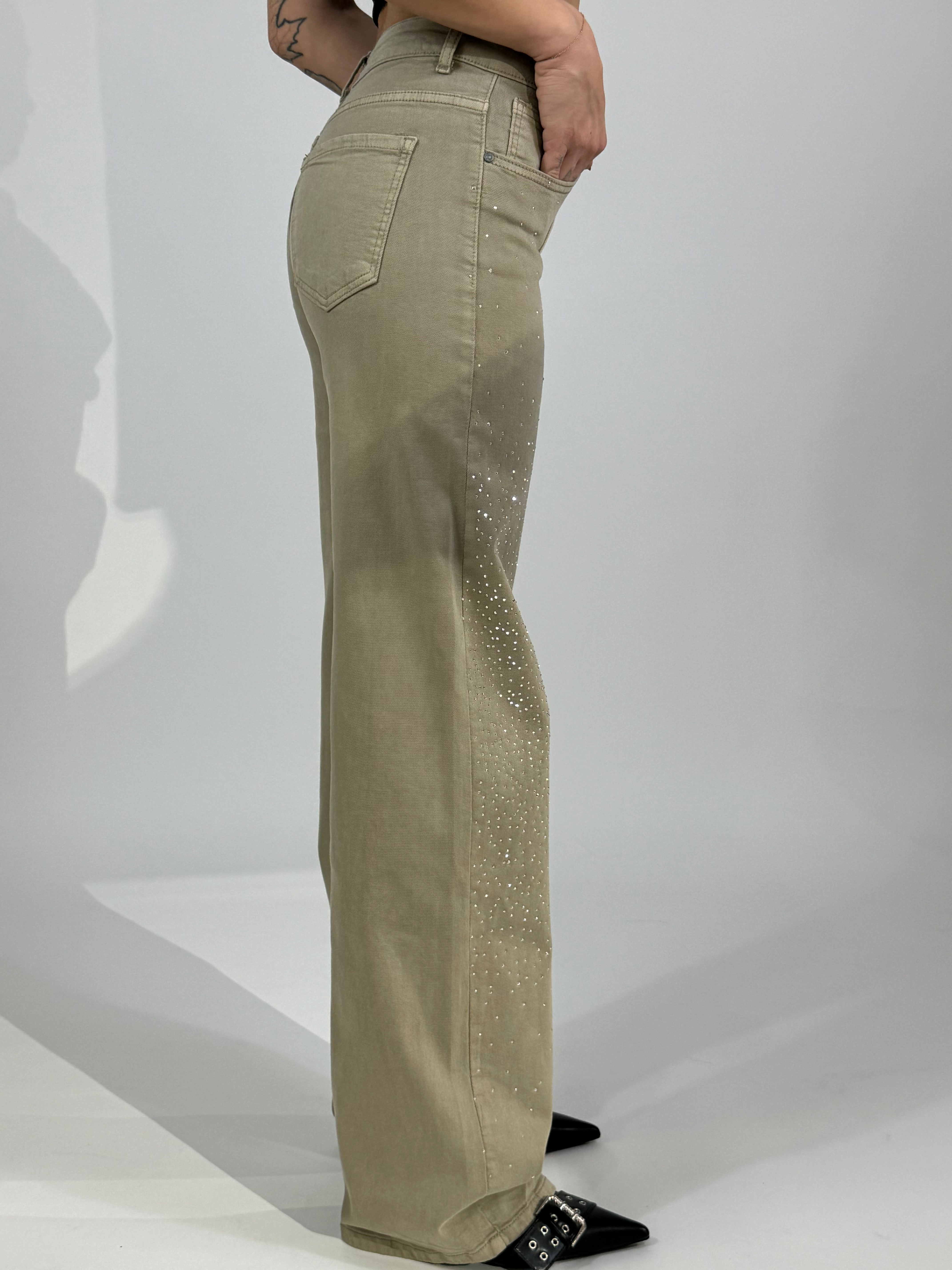 Pantalone jeans Susy Mix TORTORA CON STRASS