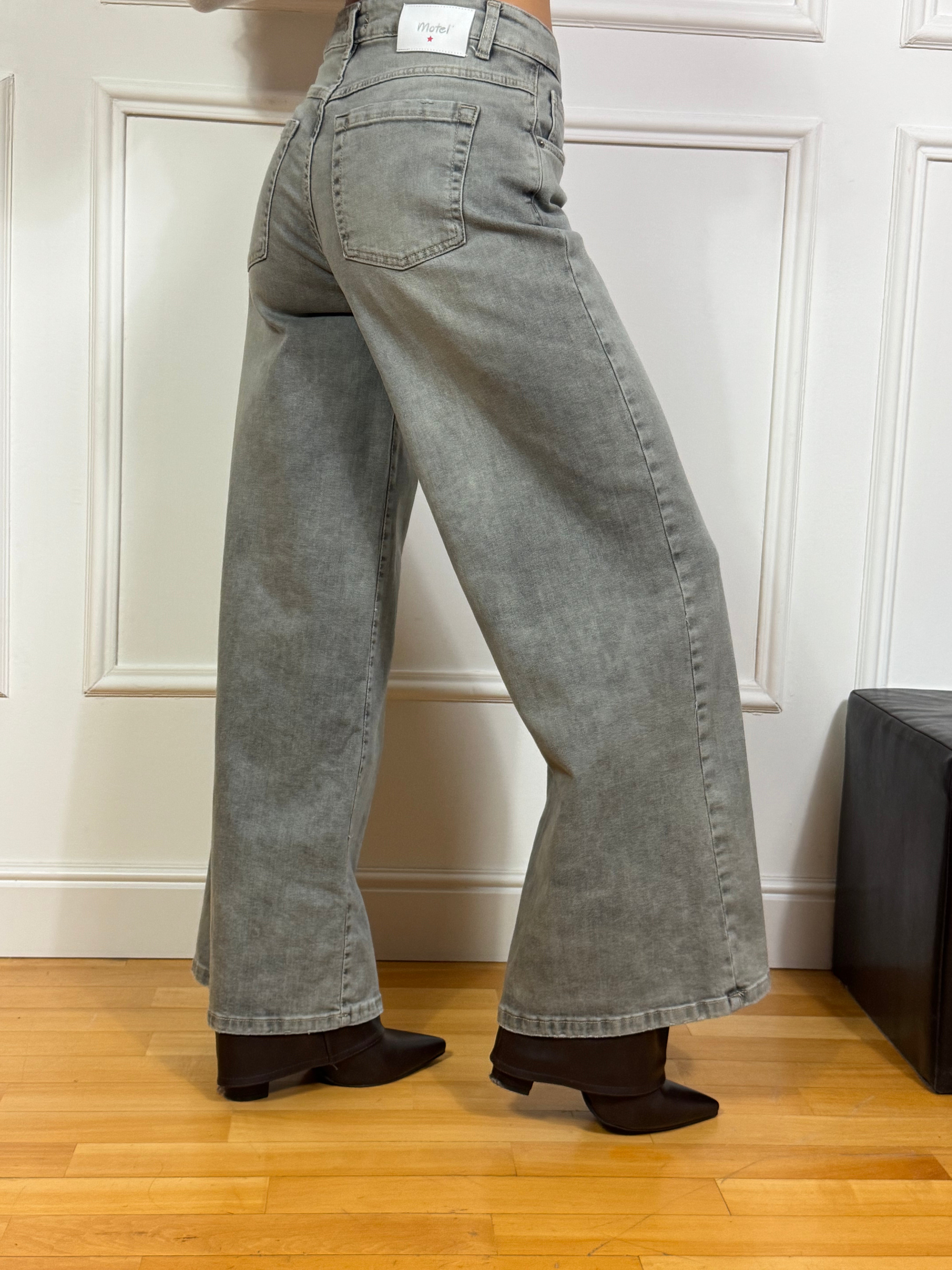 Jeans Motel PALAZZO LAVAGGIO GRIGIO CHIARO