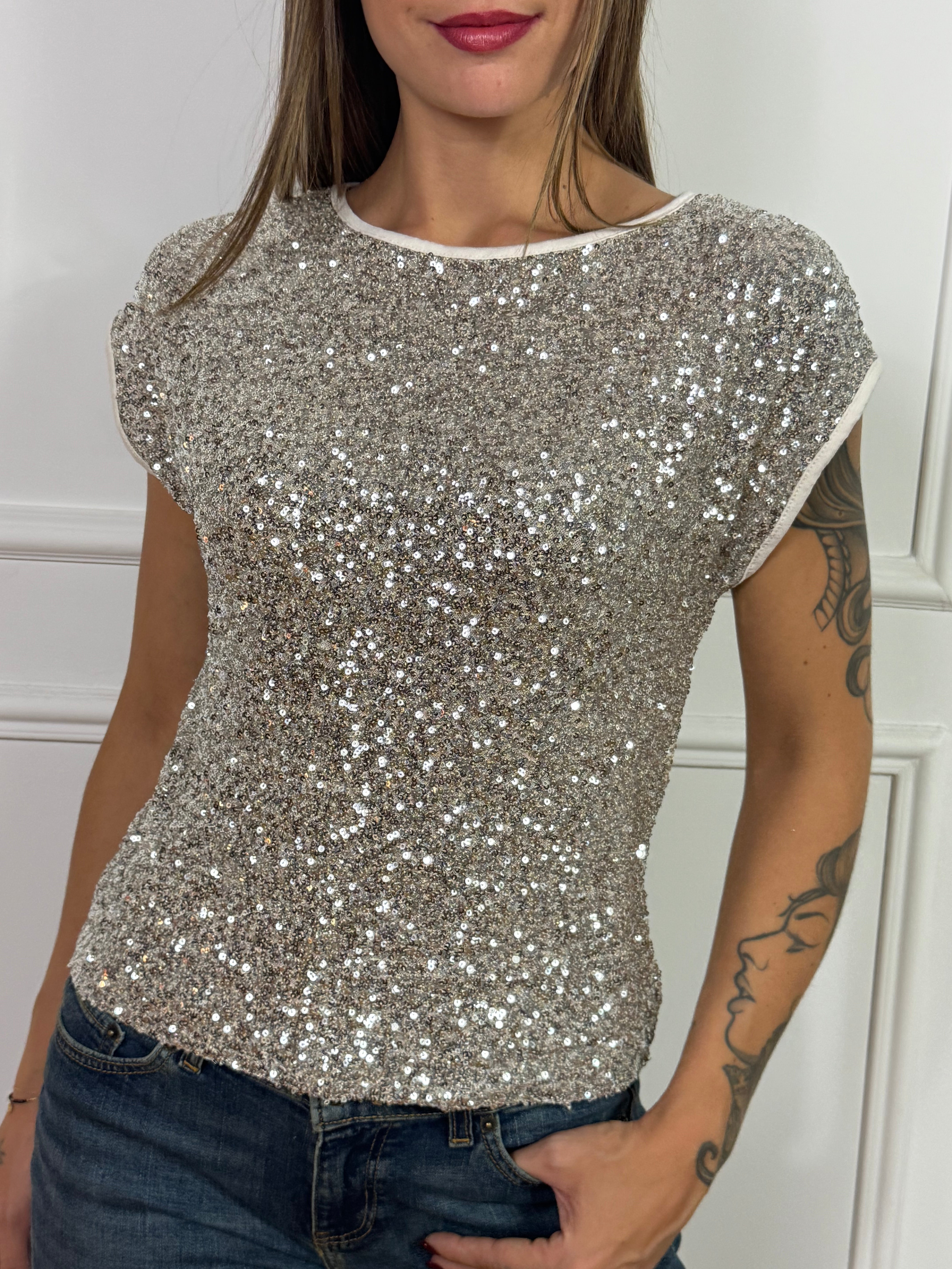 Maglia manica accennata Susy Mix PAILLETTES