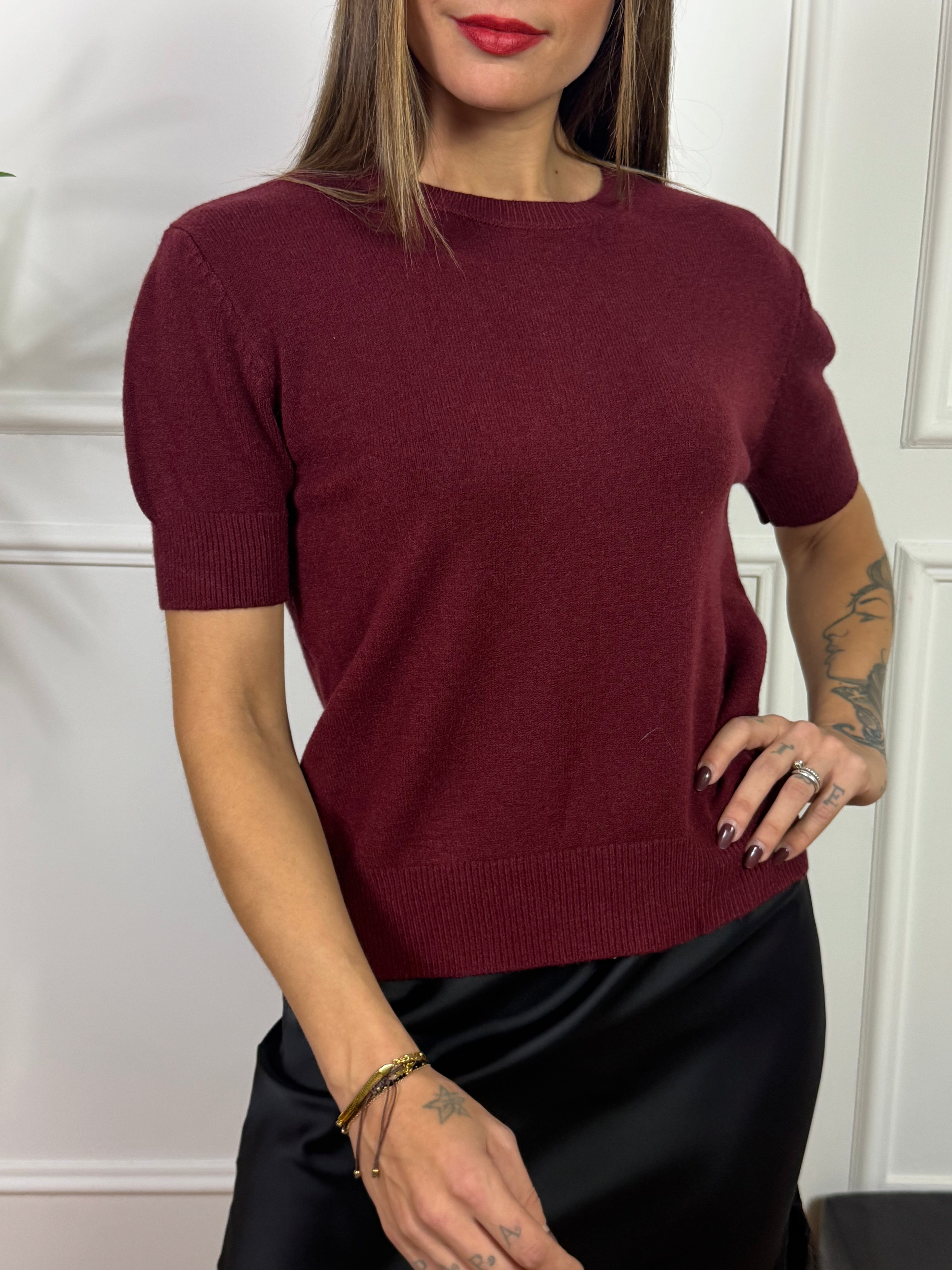 Maglia maglioncino Kikisix manica corta TINTA UNITA