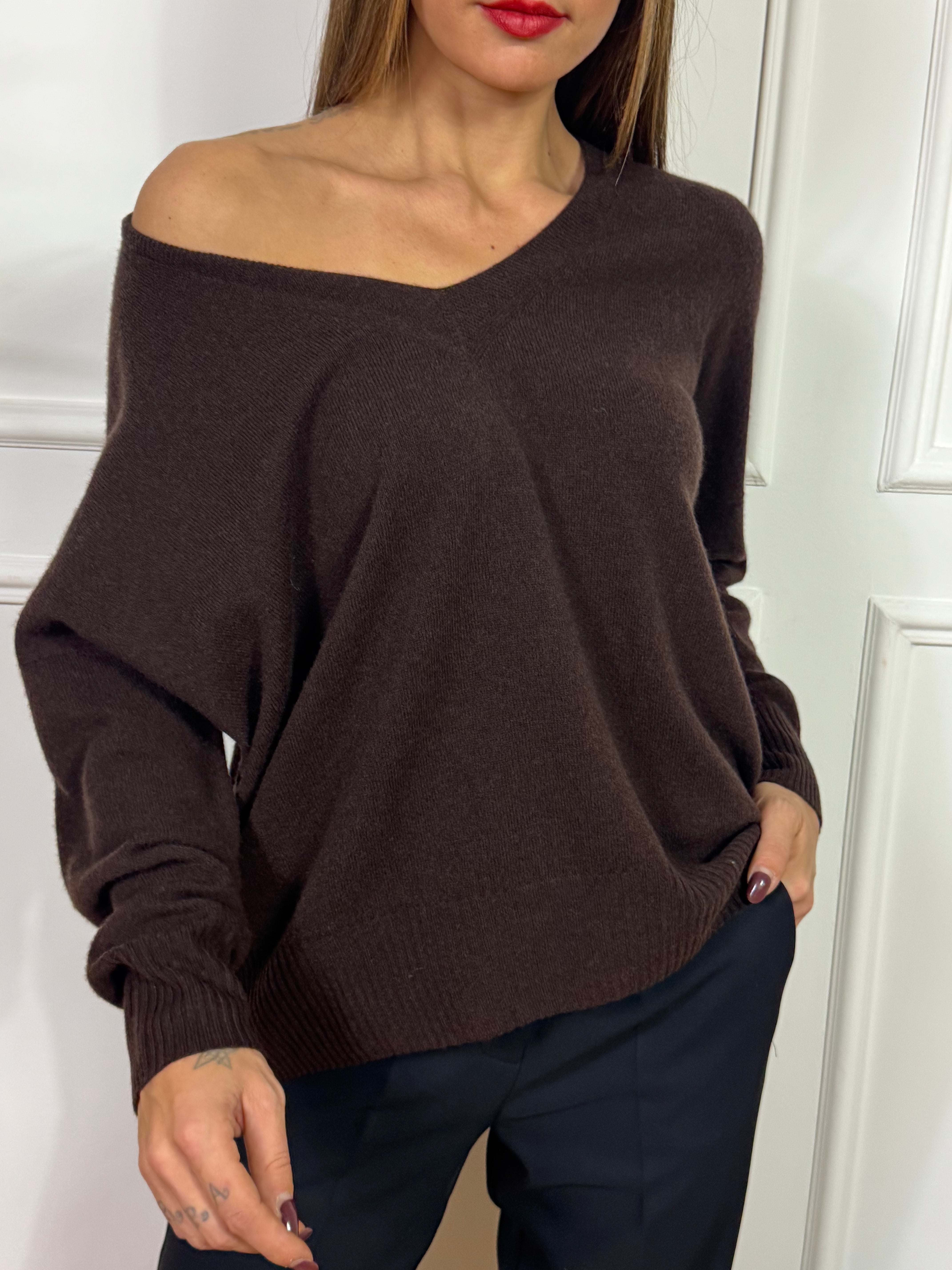 Maglia MISTO CASHMERE OVER Kikisix SCOLLO V