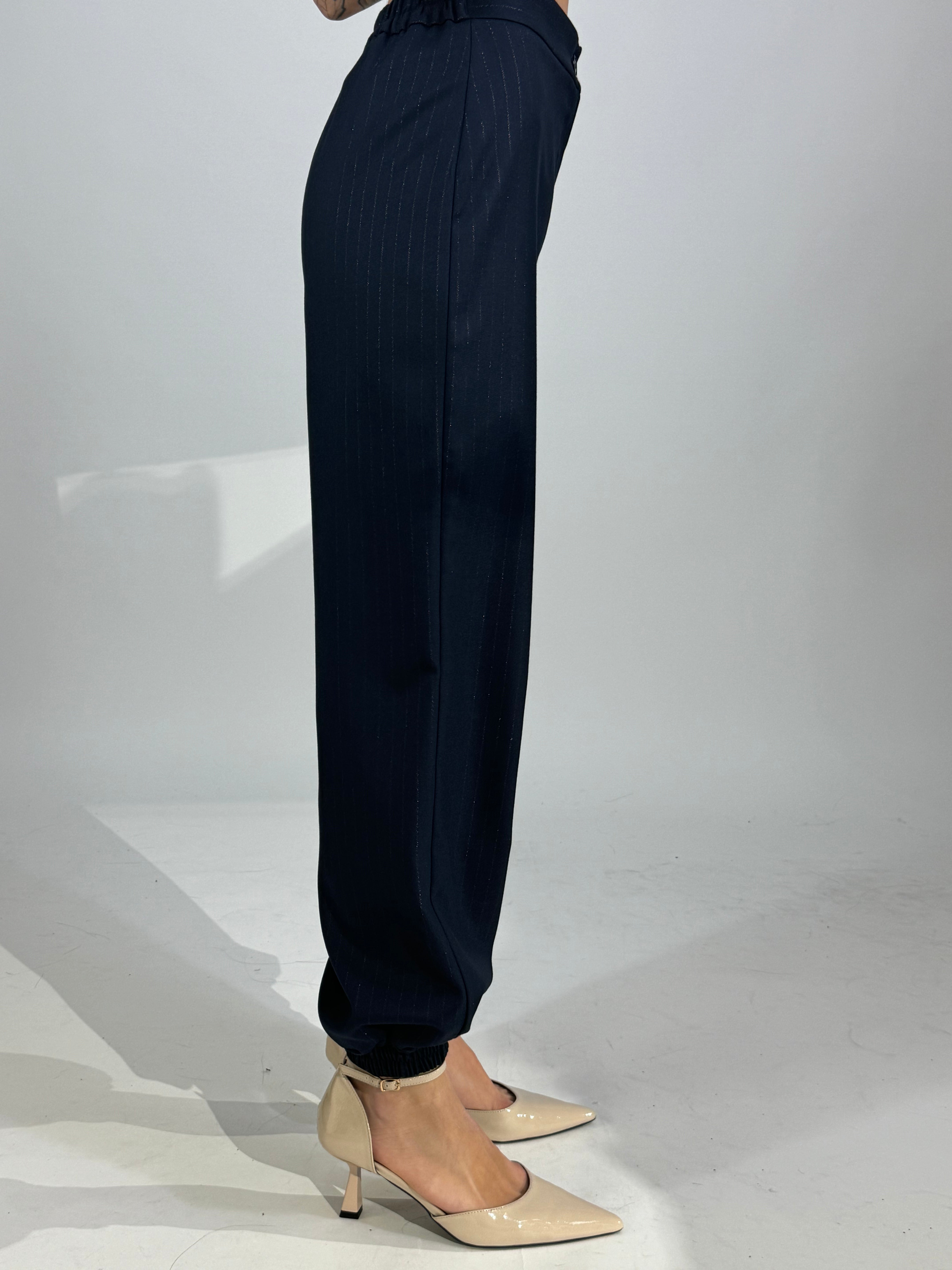 Pantalone Kikisix cargo gessato lurex