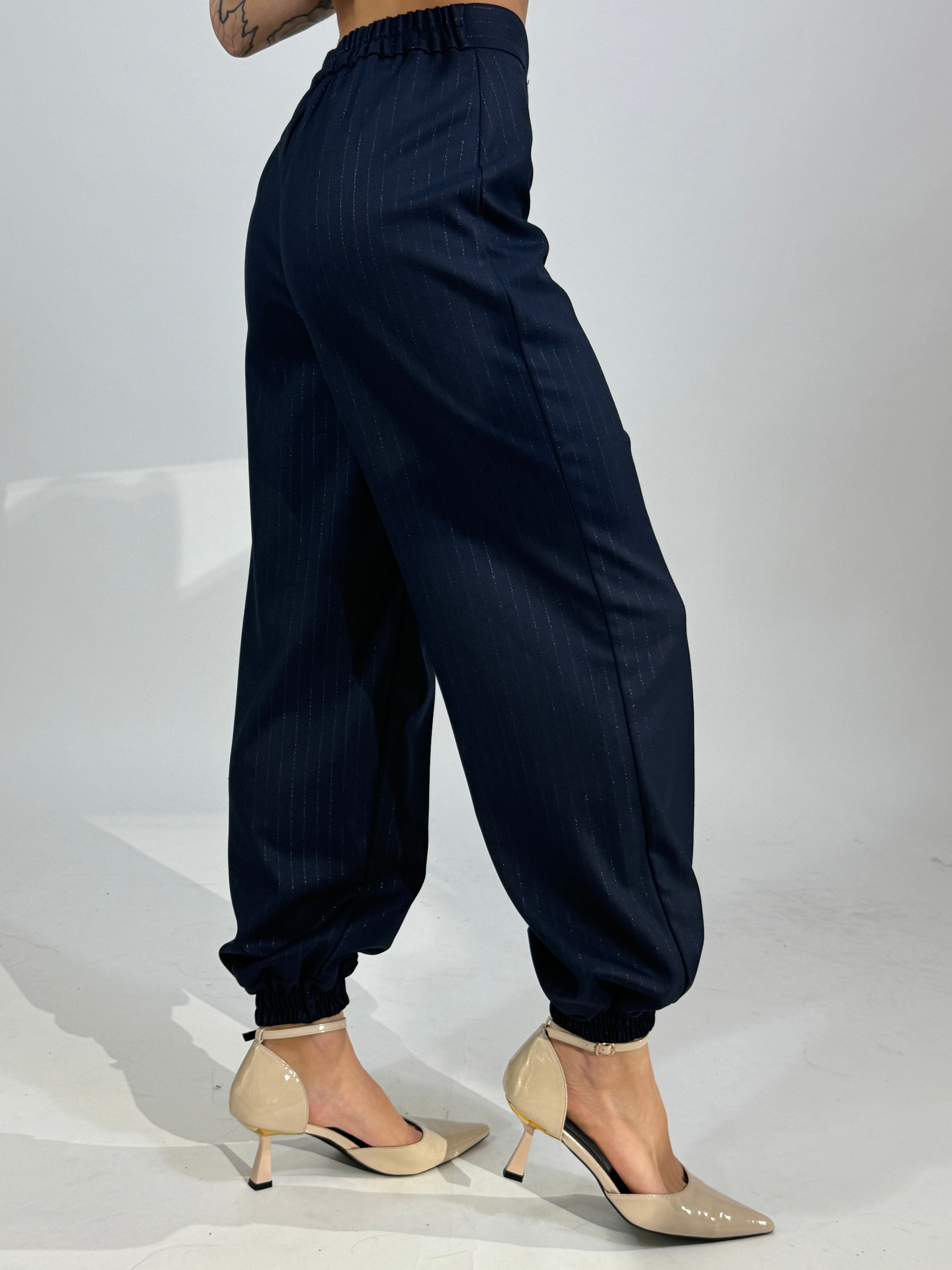 Pantalone Kikisix cargo gessato lurex